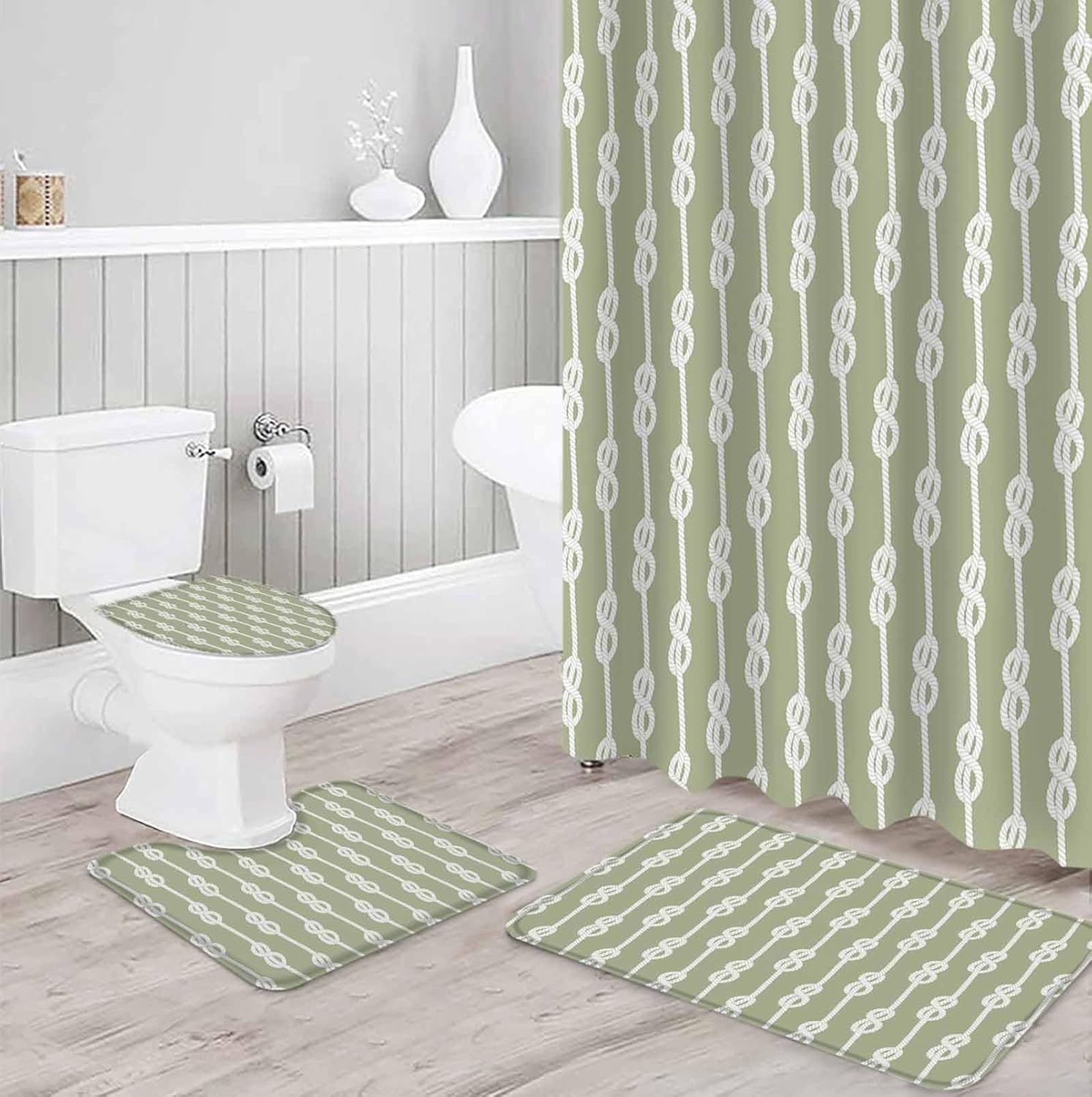 ZOE GARDEN Sage Green Knot Bathroom Set 1