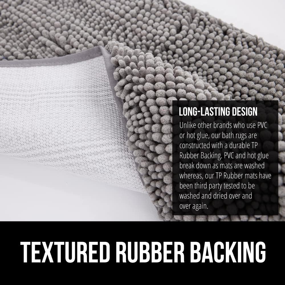 Gorilla Grip Thick Chenille Bath Rug 60x17 Grey