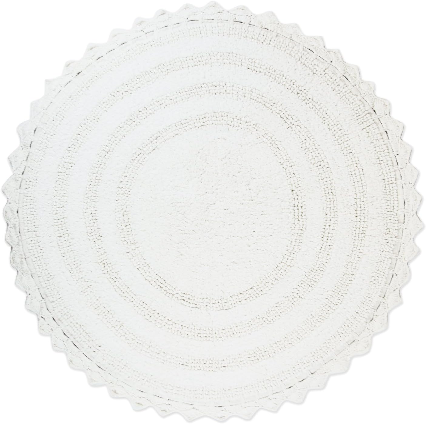 DII Crochet Bath Mat Reversible Round 275 Inch White 1