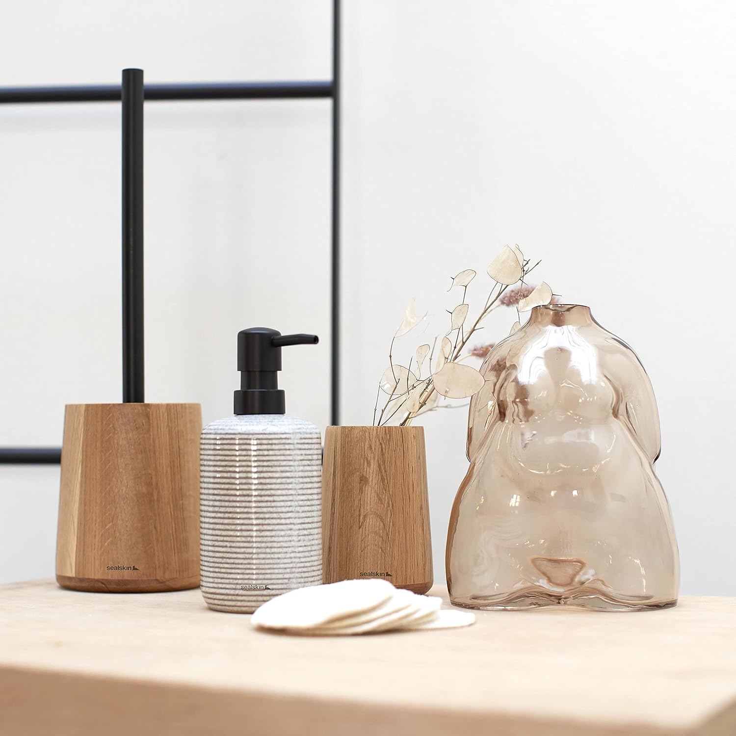 Sealskin Earth Toilet Brush and Holder Freestanding Oak