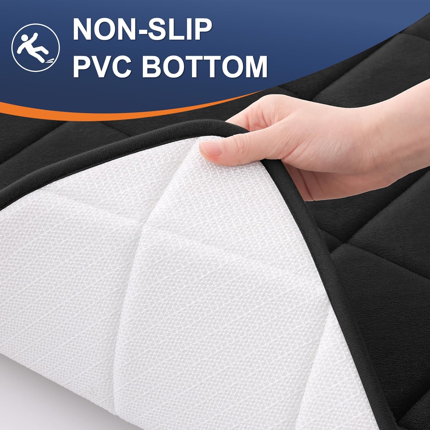 OLANLY Memory Foam Bath Mat 30x20 Black 1