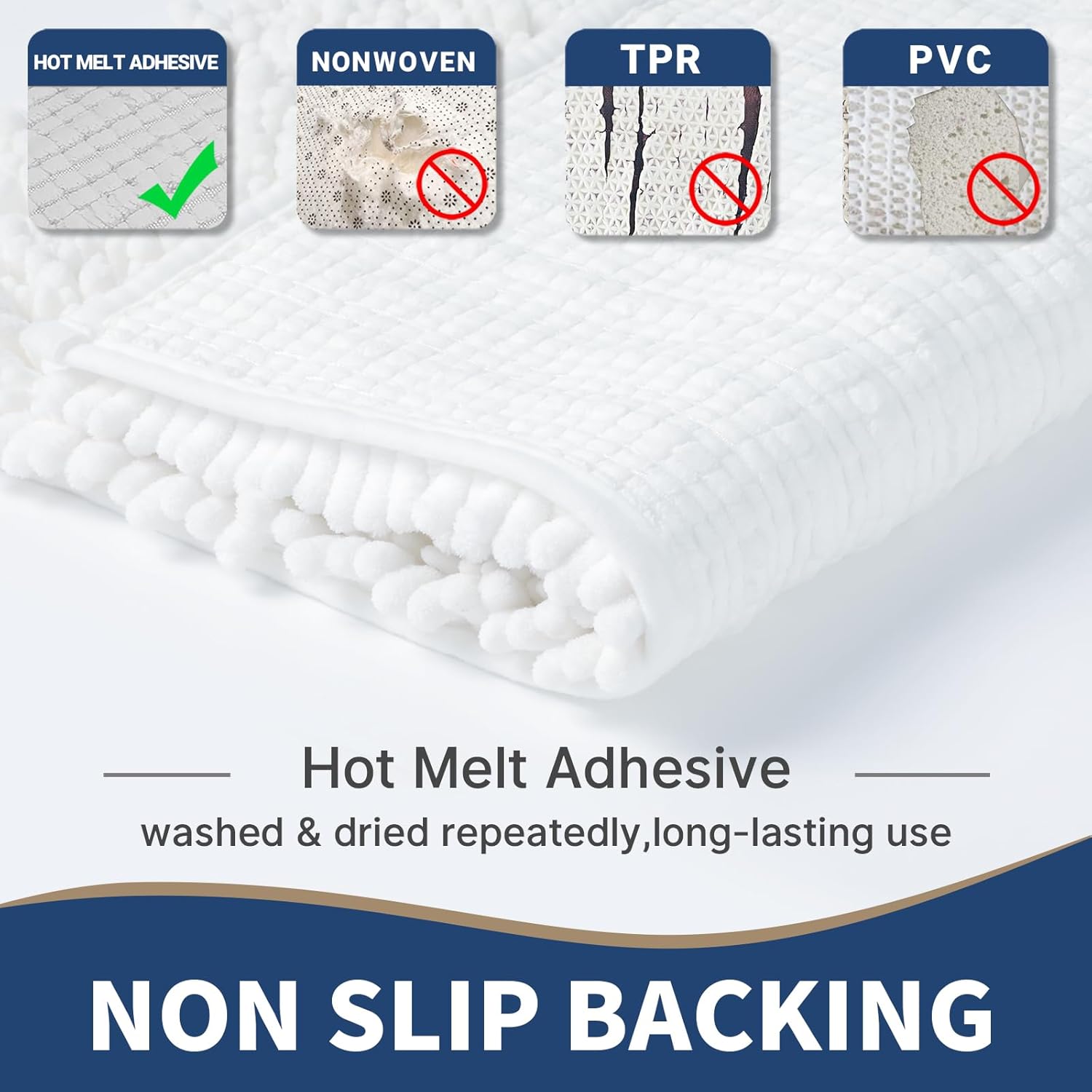 Yimobra White Bath Rugs Set Soft Thick Non-Slip