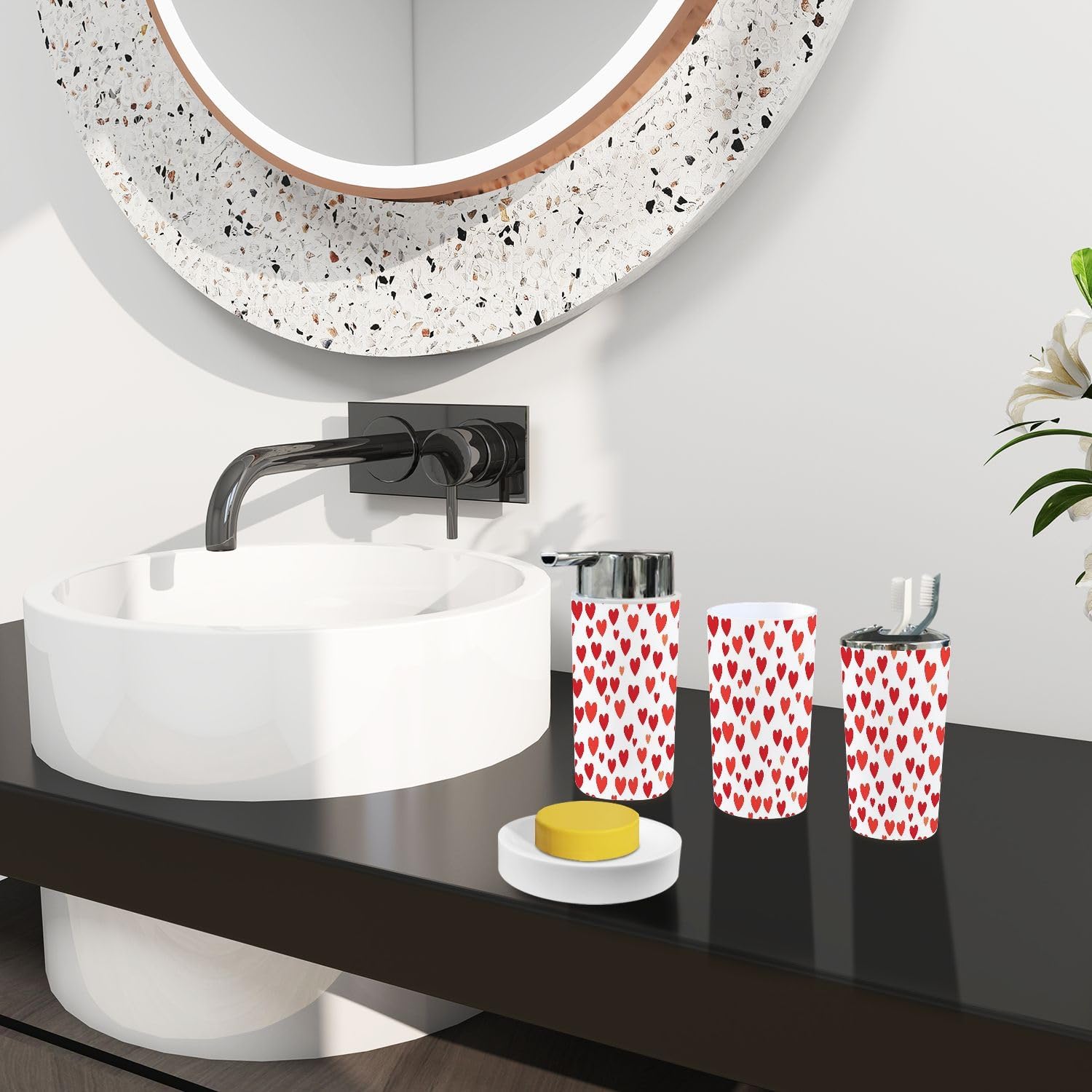 Boho Love Heart Bathroom Accessory Set 6 Piece