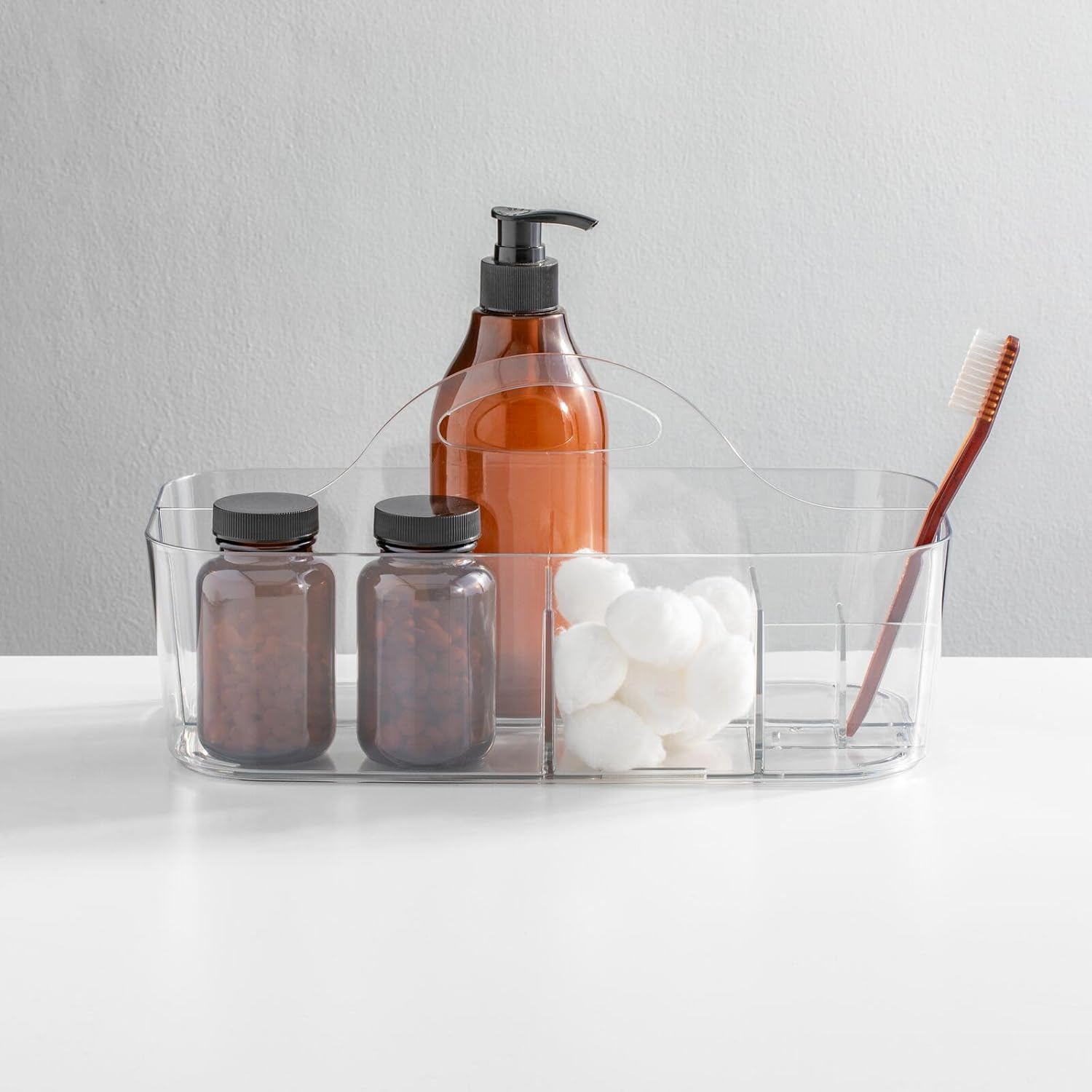 mDesign Clear Plastic Shower Organizer Basket with Handle