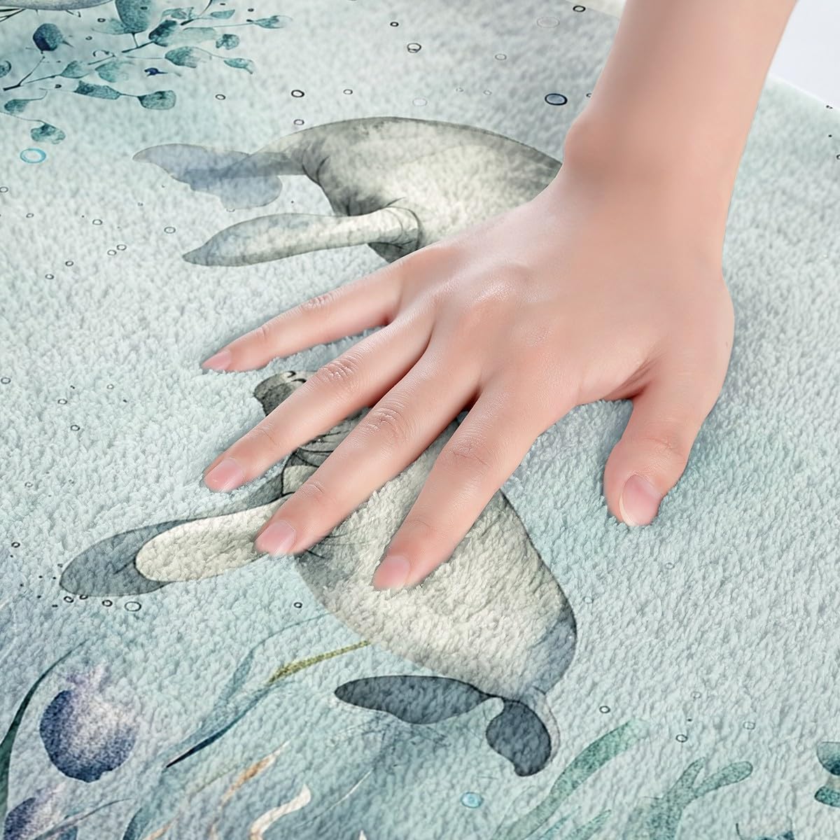 Erosebridal Teal Blue Bath Rug for Girls