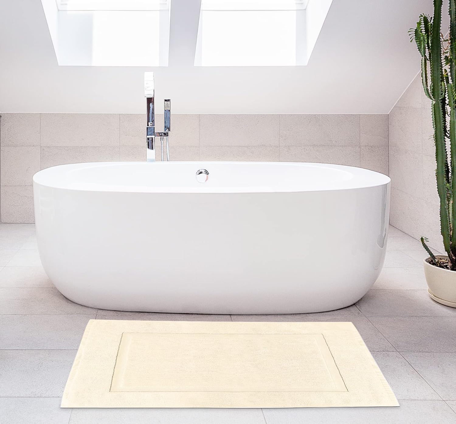 Utopia Towels Cotton Banded Rug 21x34 Inches 2 Pack Ivory