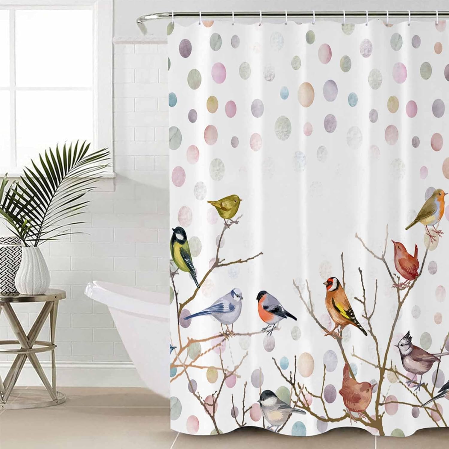 ZOE GARDEN Brids White Bathroom Set with Rug and Accessories