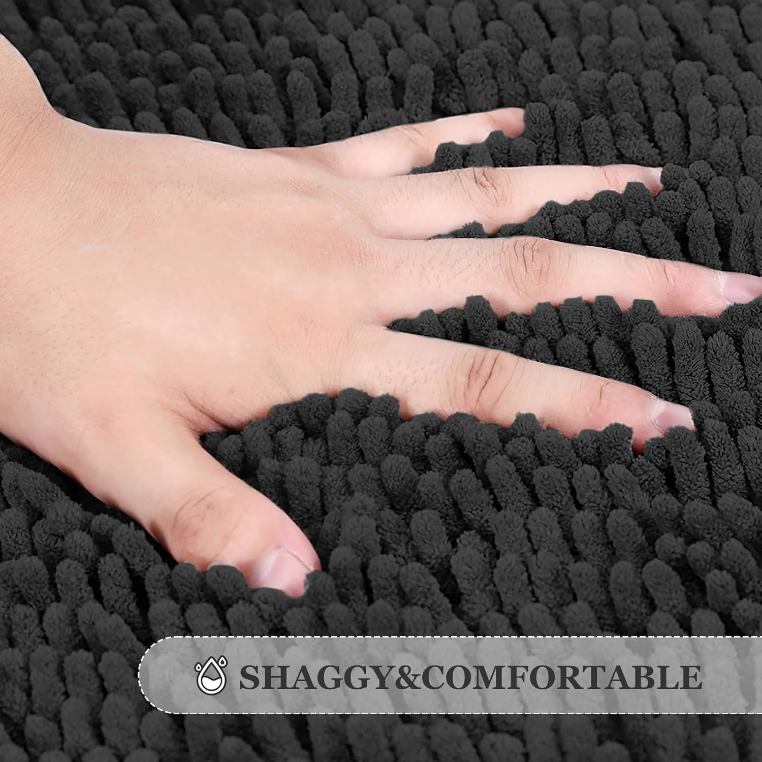Ultra Soft Bath Rug Set 3 Piece Dark Grey