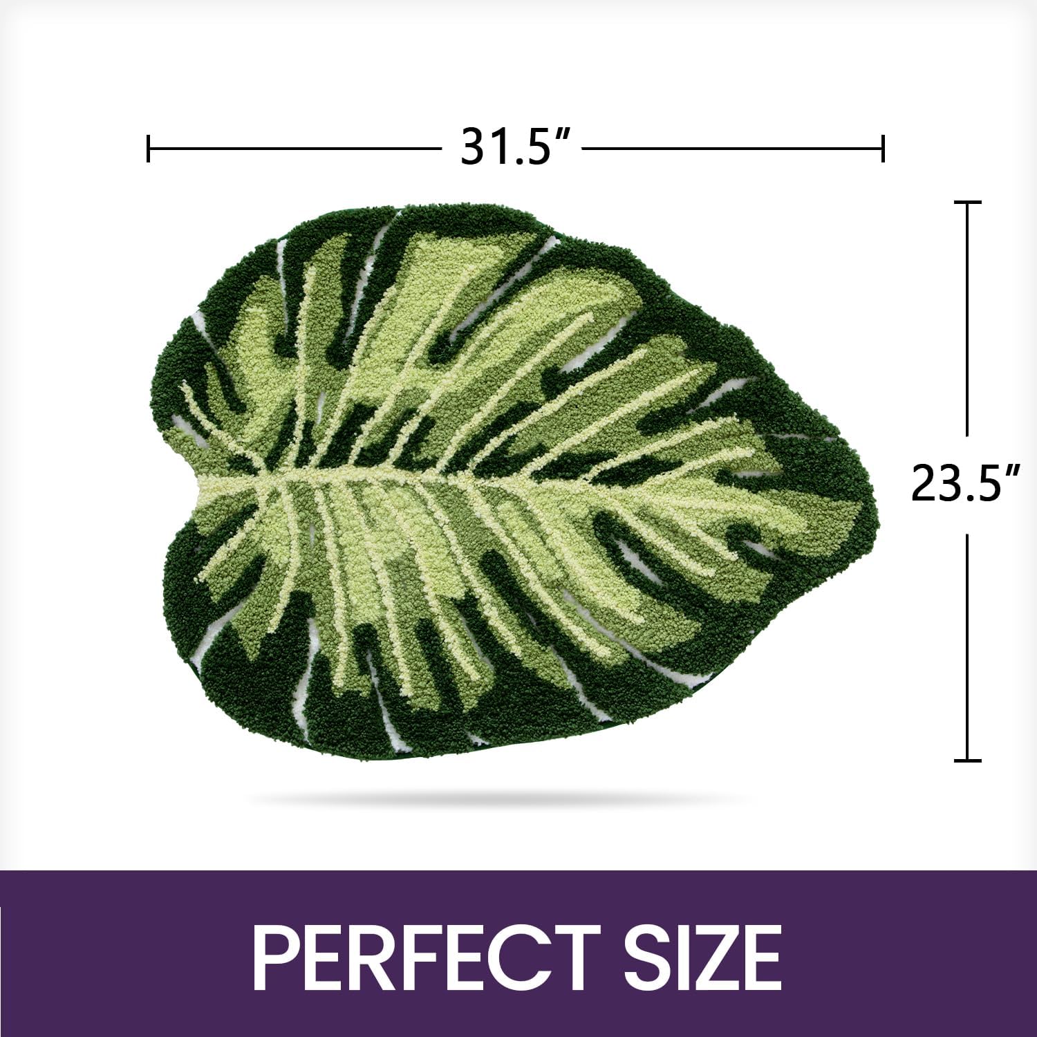 DEXI Monstera Leaf Pattern Bath Rug Non Slip