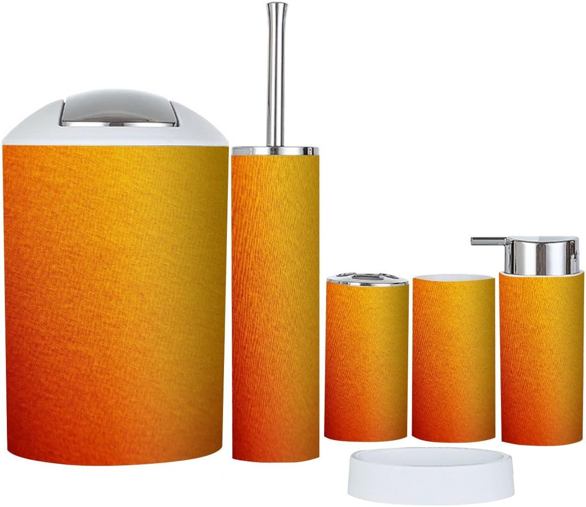 Boho 6-Piece Bathroom Accessory Set in Yellow Orange Brown