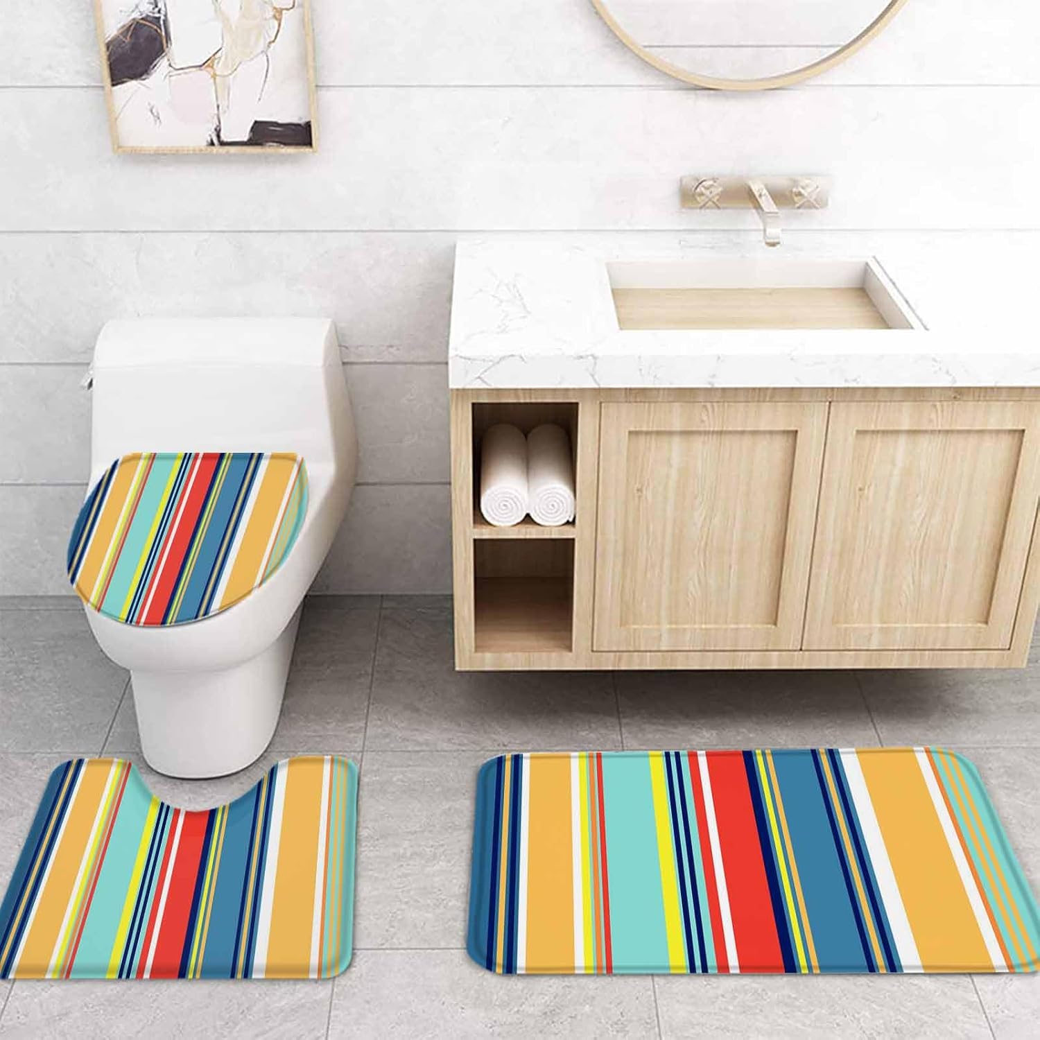 ZOE GARDEN Colorful Stripes Bathroom Set