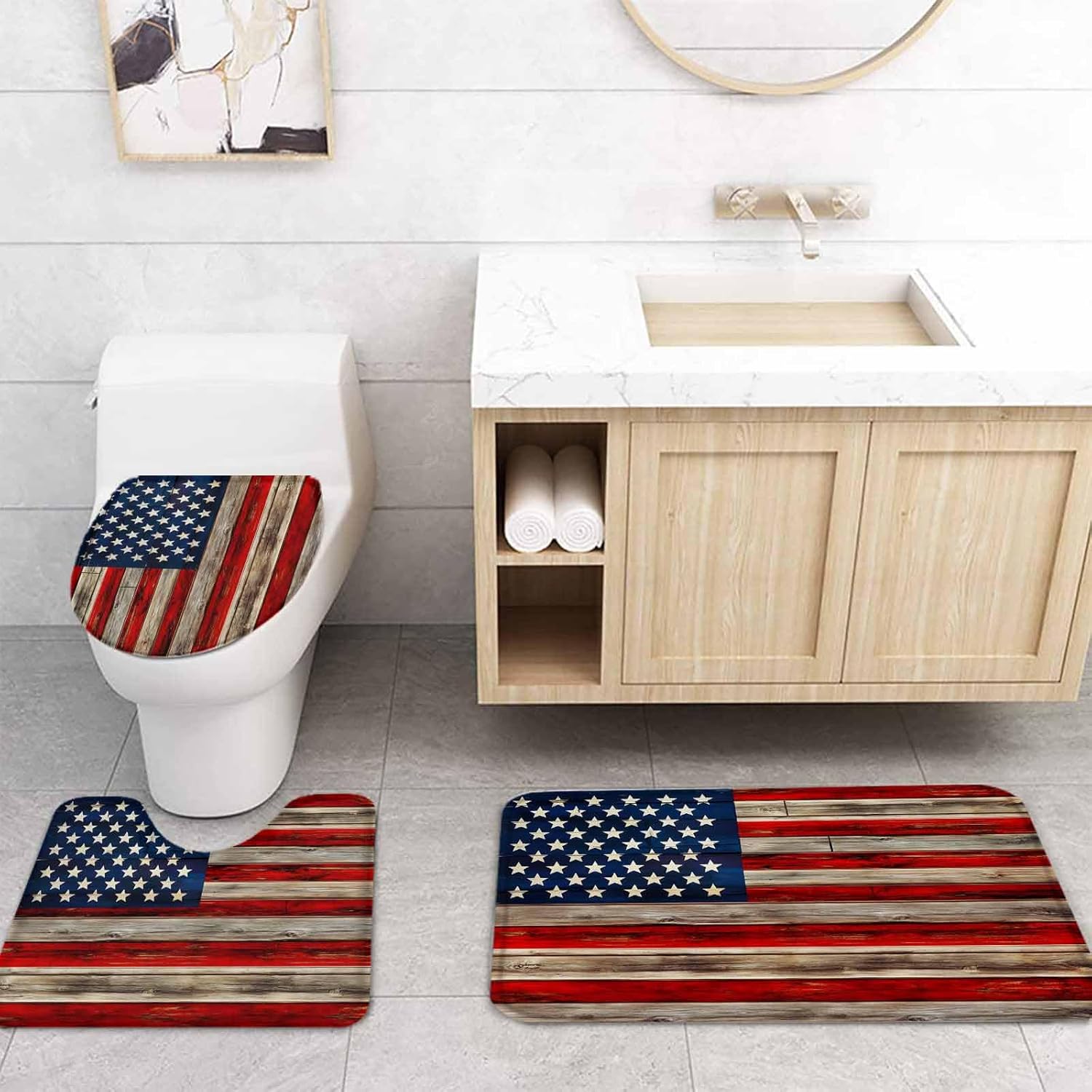 ZOE GARDEN American Flag Bathroom Set