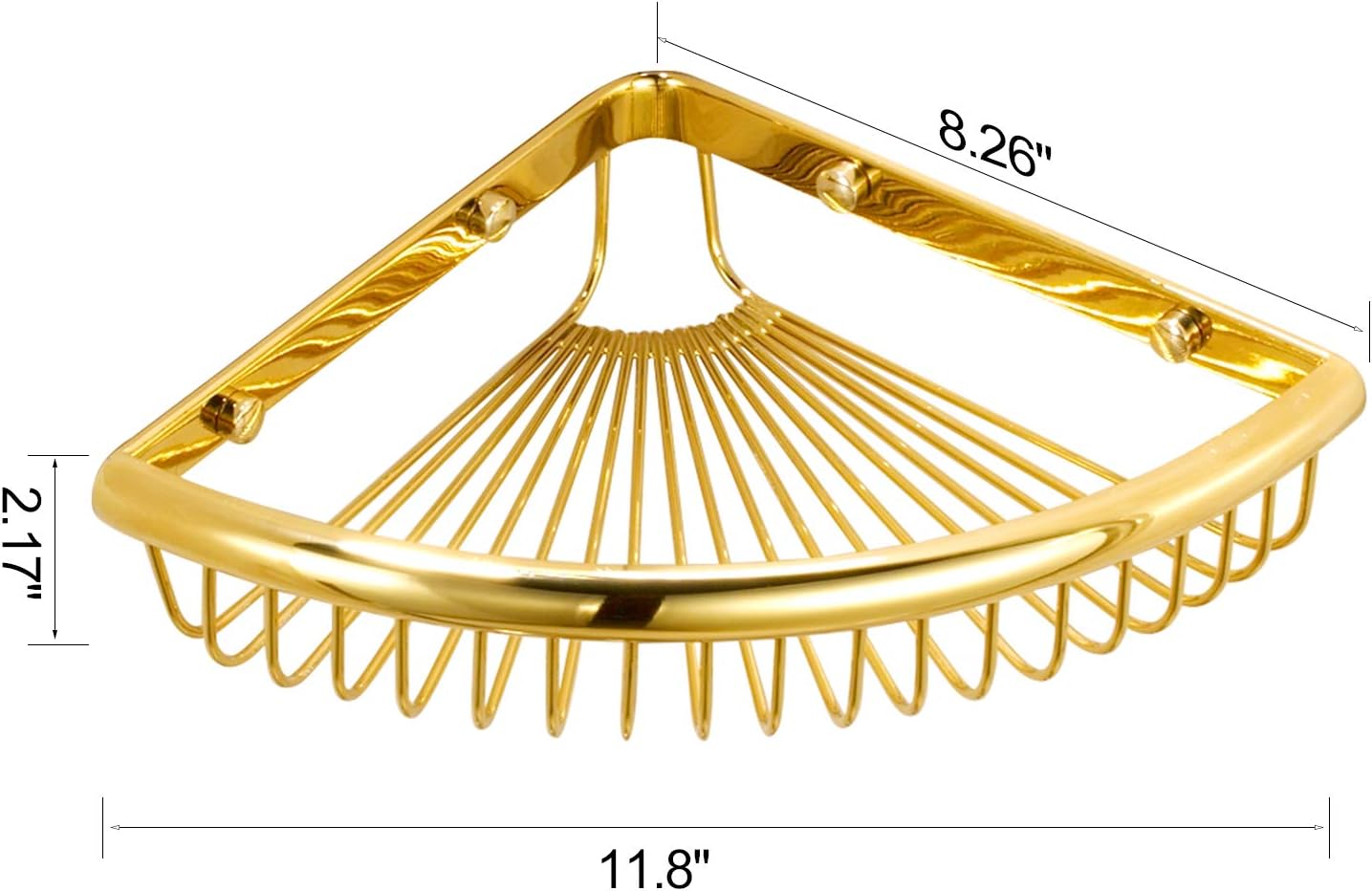 Glossy Brass Shower Caddy with Corner Storage