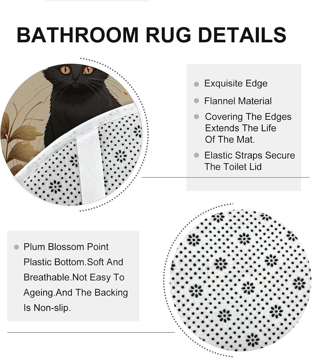 4PCS Fall Cartoon Cat Bath Accessory Set with Non-Slip Rug