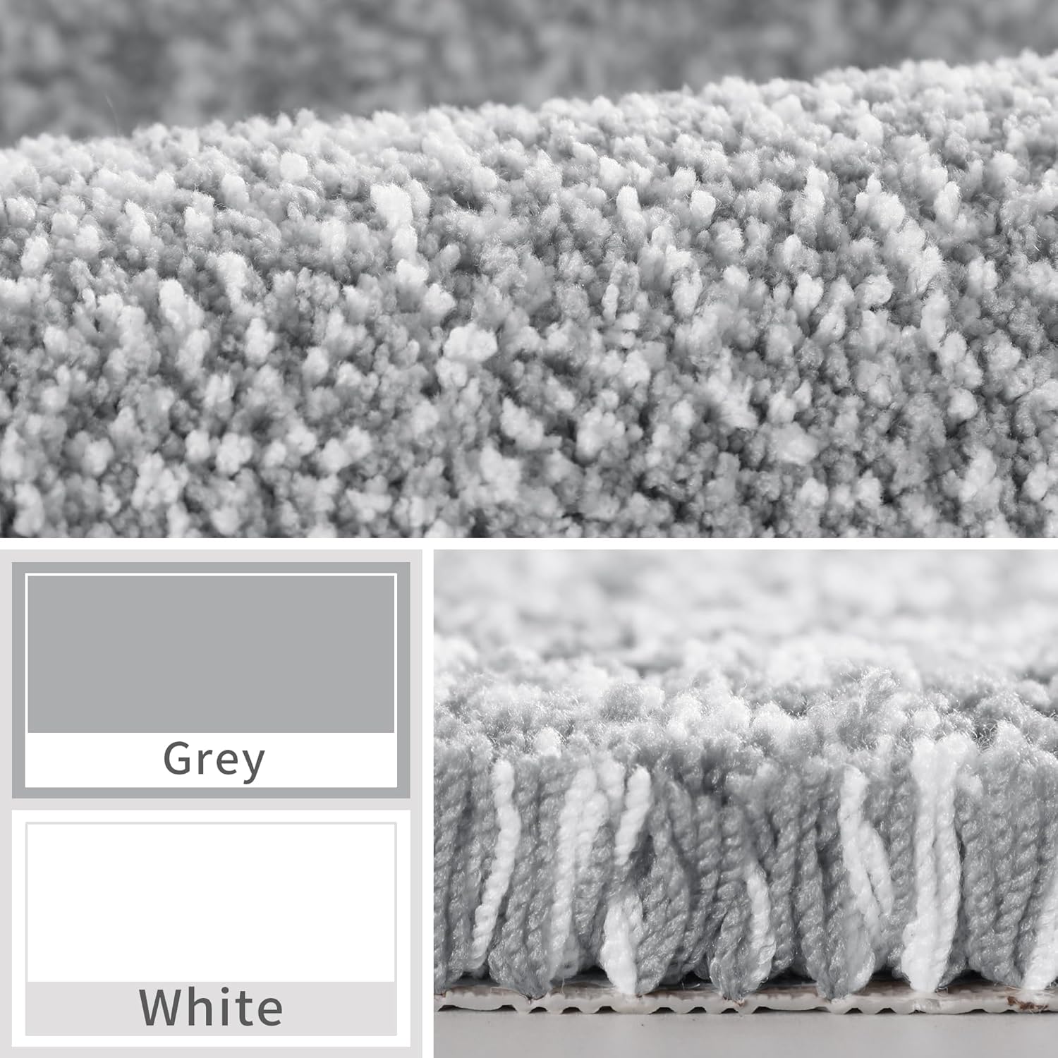 Yimobra Bathroom Rug Mat Soft Non-Slip Water Absorbent Thick 24x17 GreyWhite