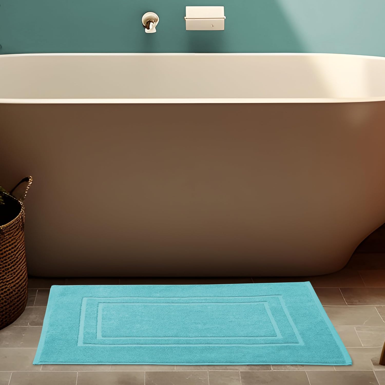 Feather Stitch 2 Piece Bath Mat Set