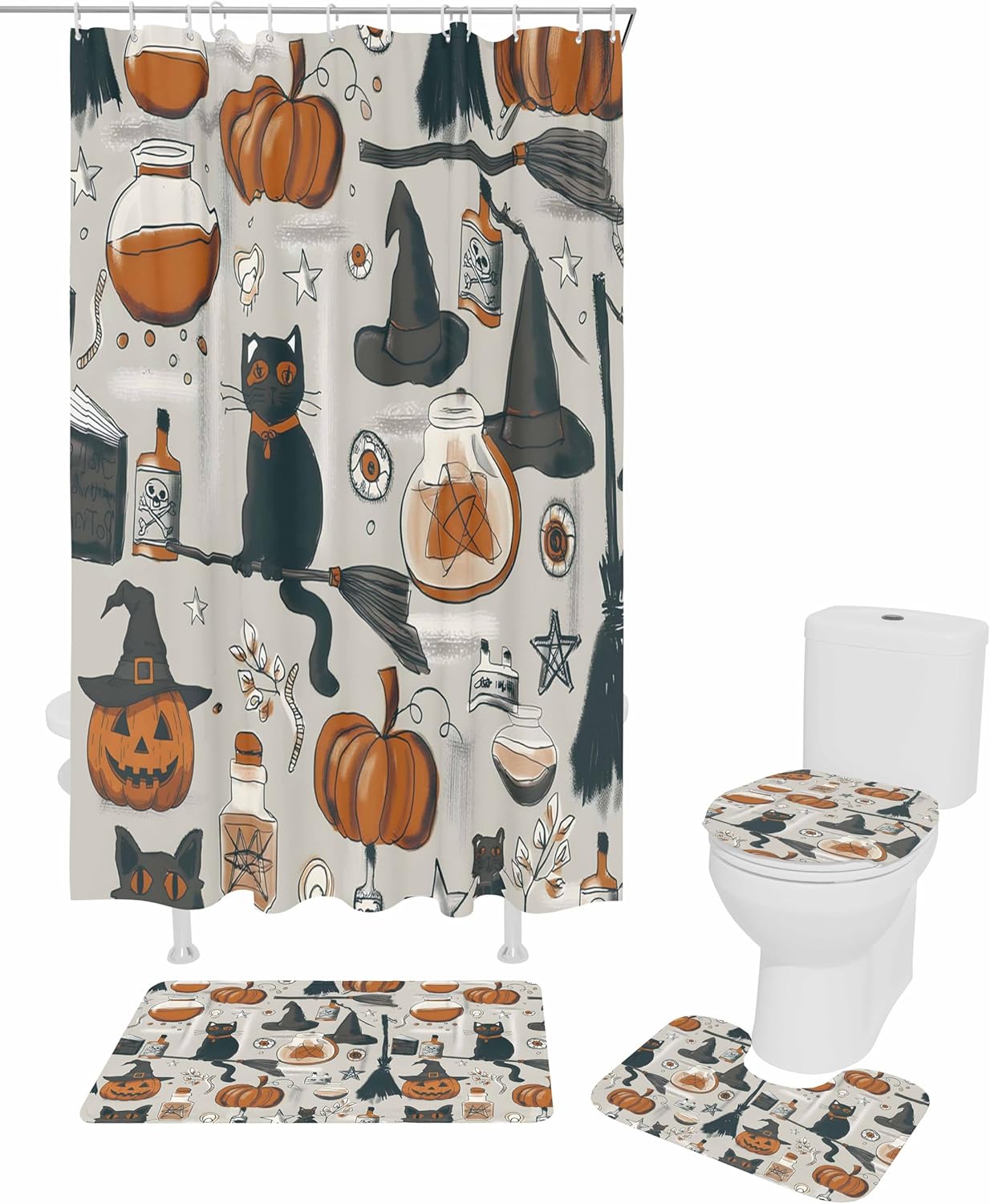 ZOE GARDEN Halloween Bathroom Set with Rug and Accessories