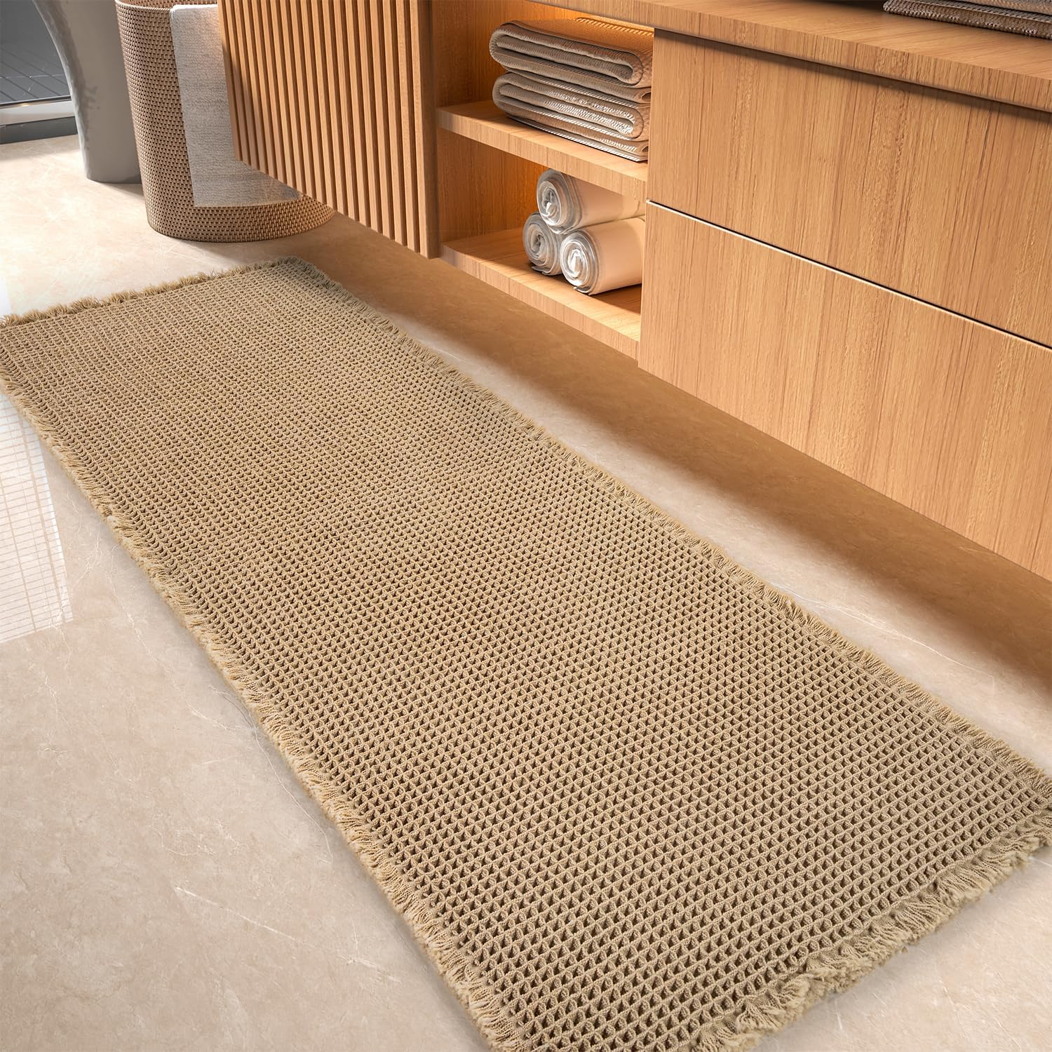 Tchdio Waffle Bath Mat 2 x 6 Non-Slip