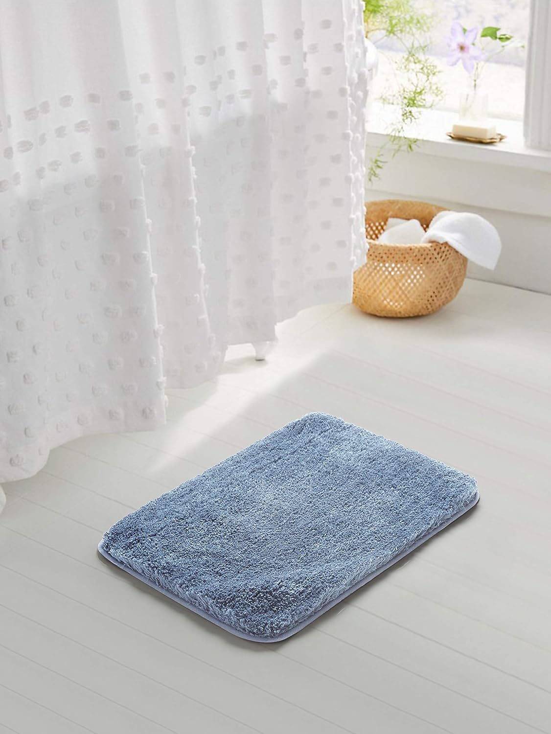 Suchtale Bath Rug 20x32 Blue Non-Slip Microfiber