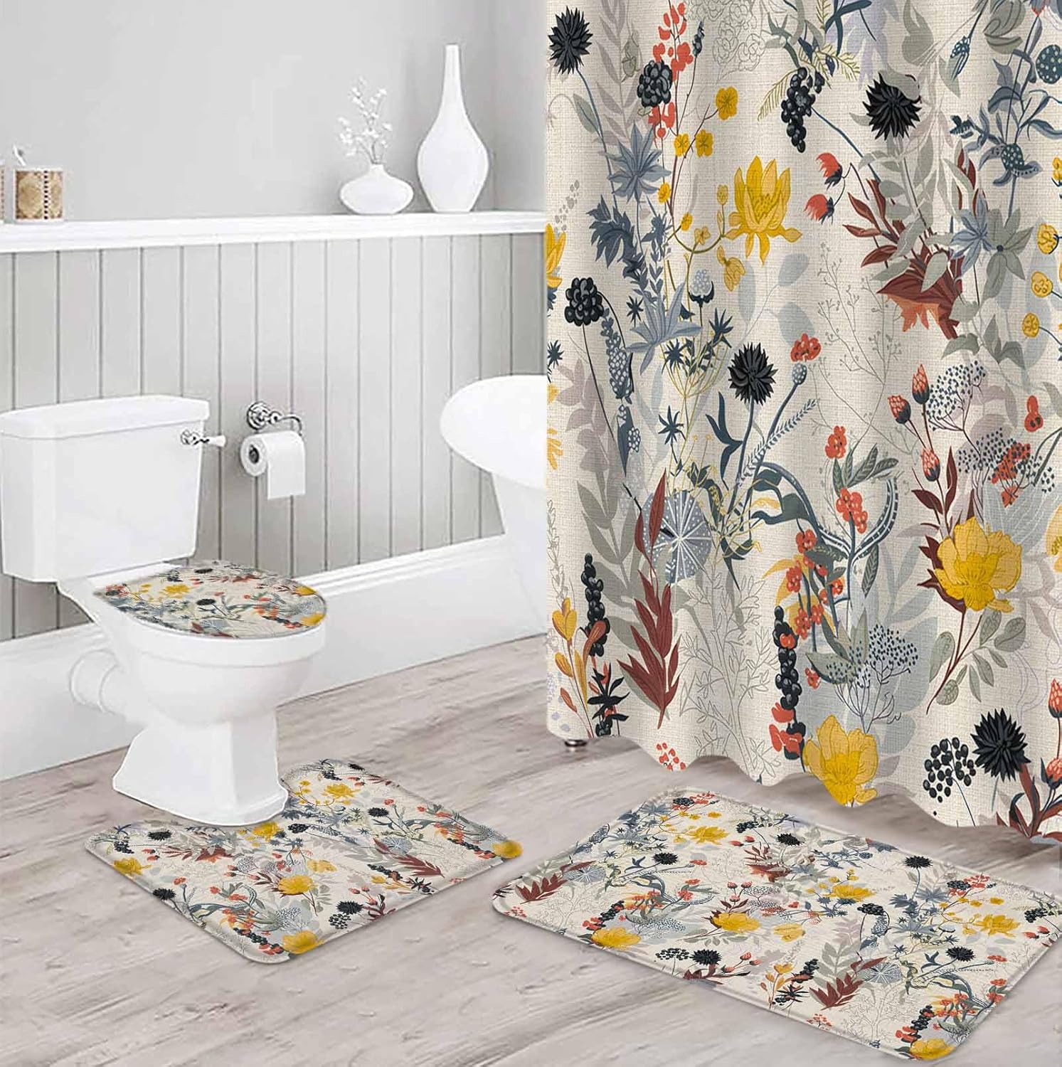 ZOE GARDEN Yellow Flower Bathroom Set