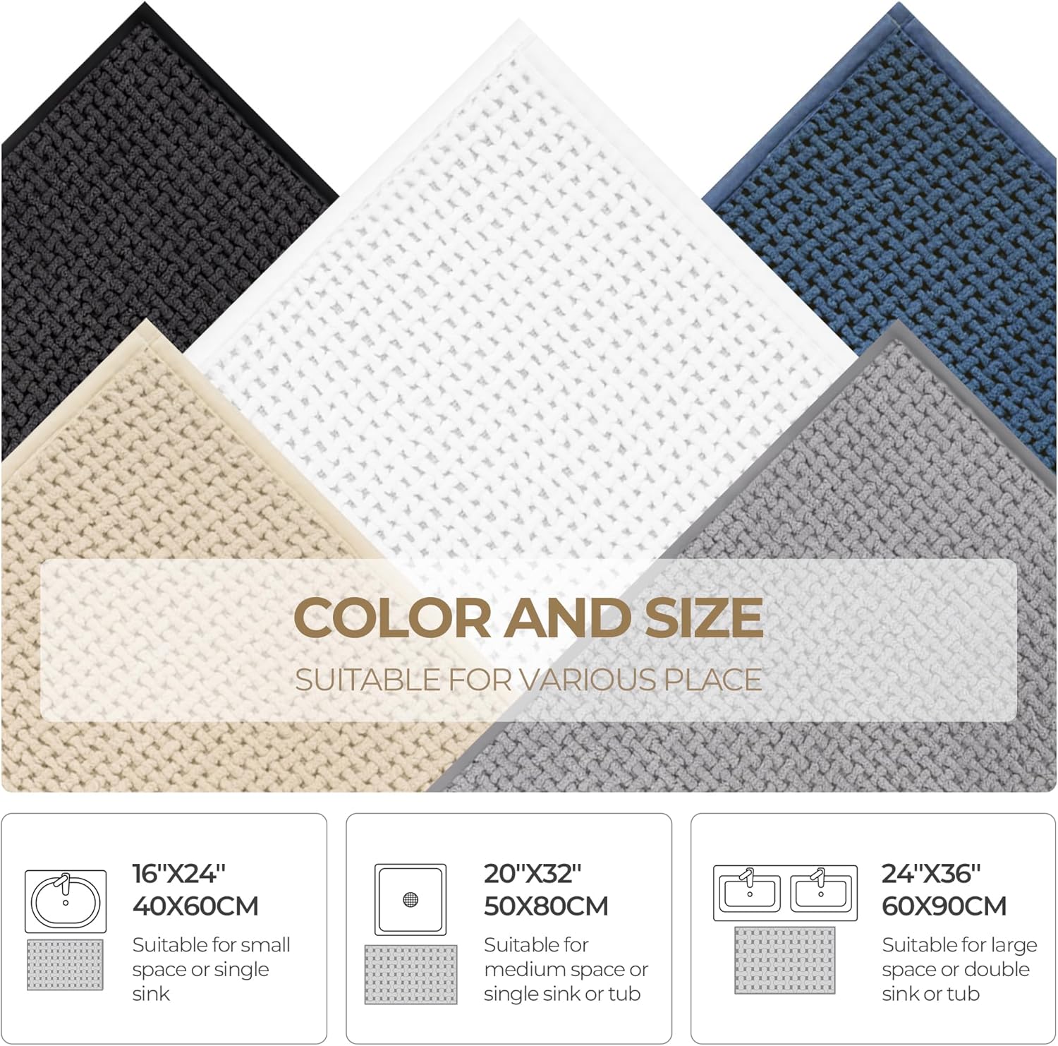 GRANNY SAYS Beige Bath Rug 24 x 16 Non-Slip Absorbent Mat