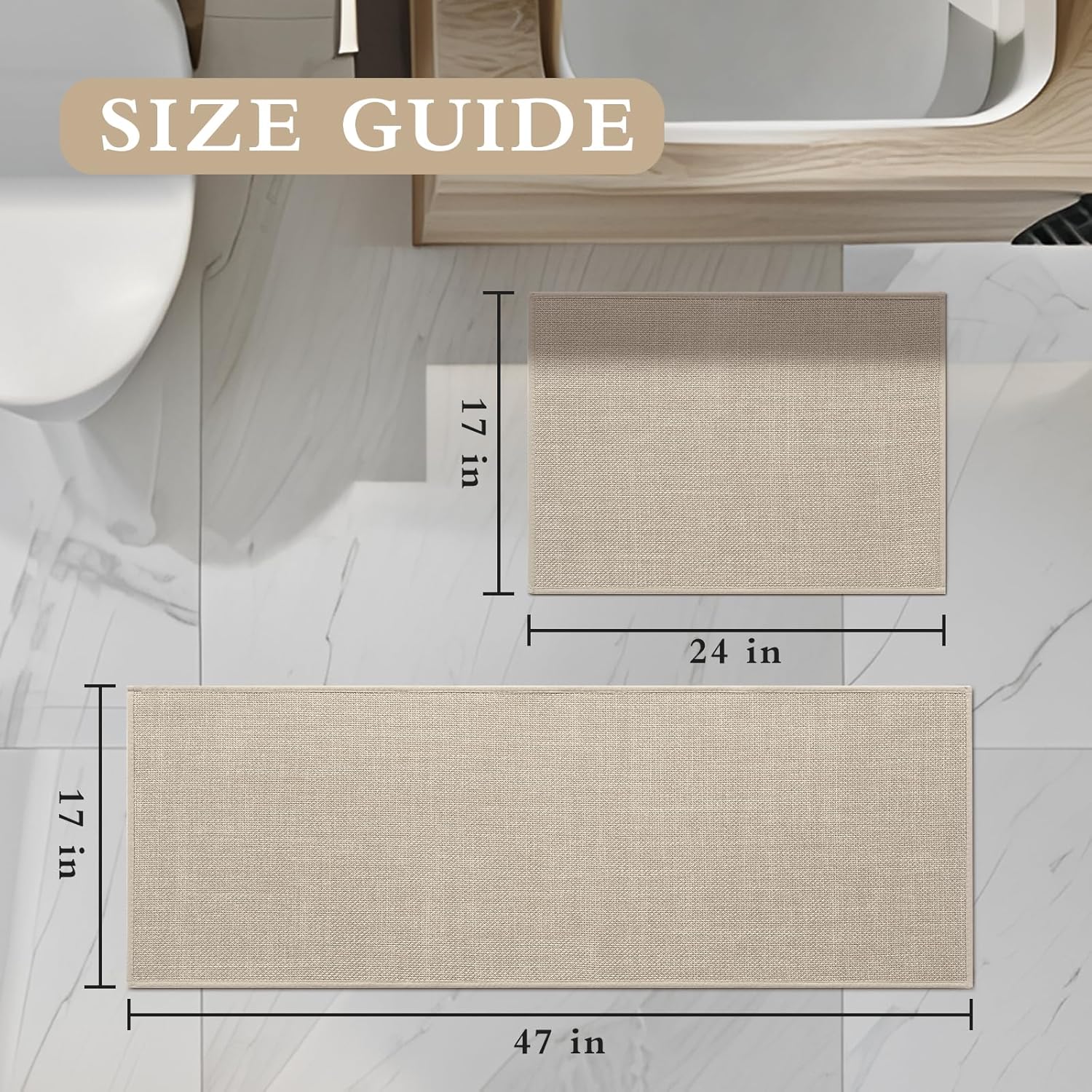 Yihouse Beige 2 Piece Bath Rug Set