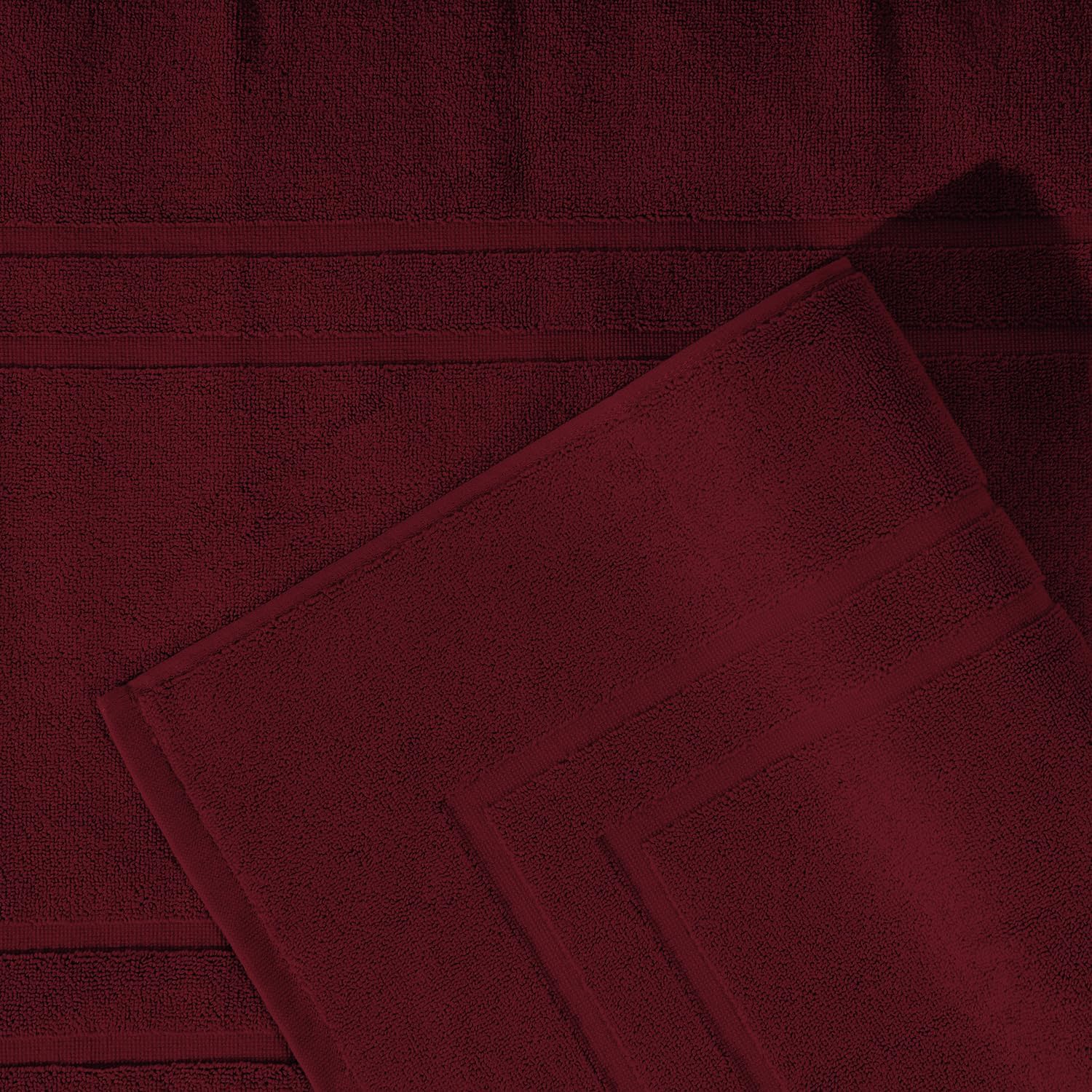 Feather Stitch 100 Cotton Bath Mats Red 2 Piece