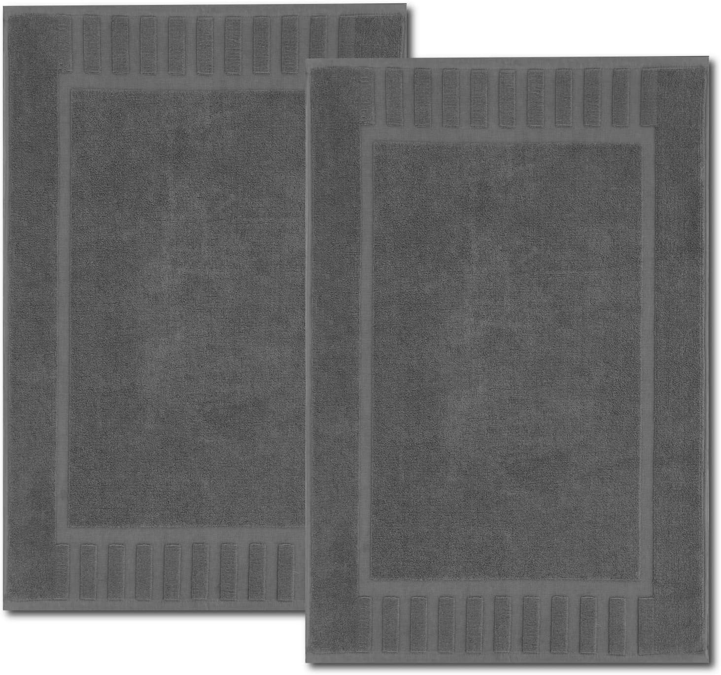 White Classic Luxury Bath Mat Set 2 Pack Dark Gray