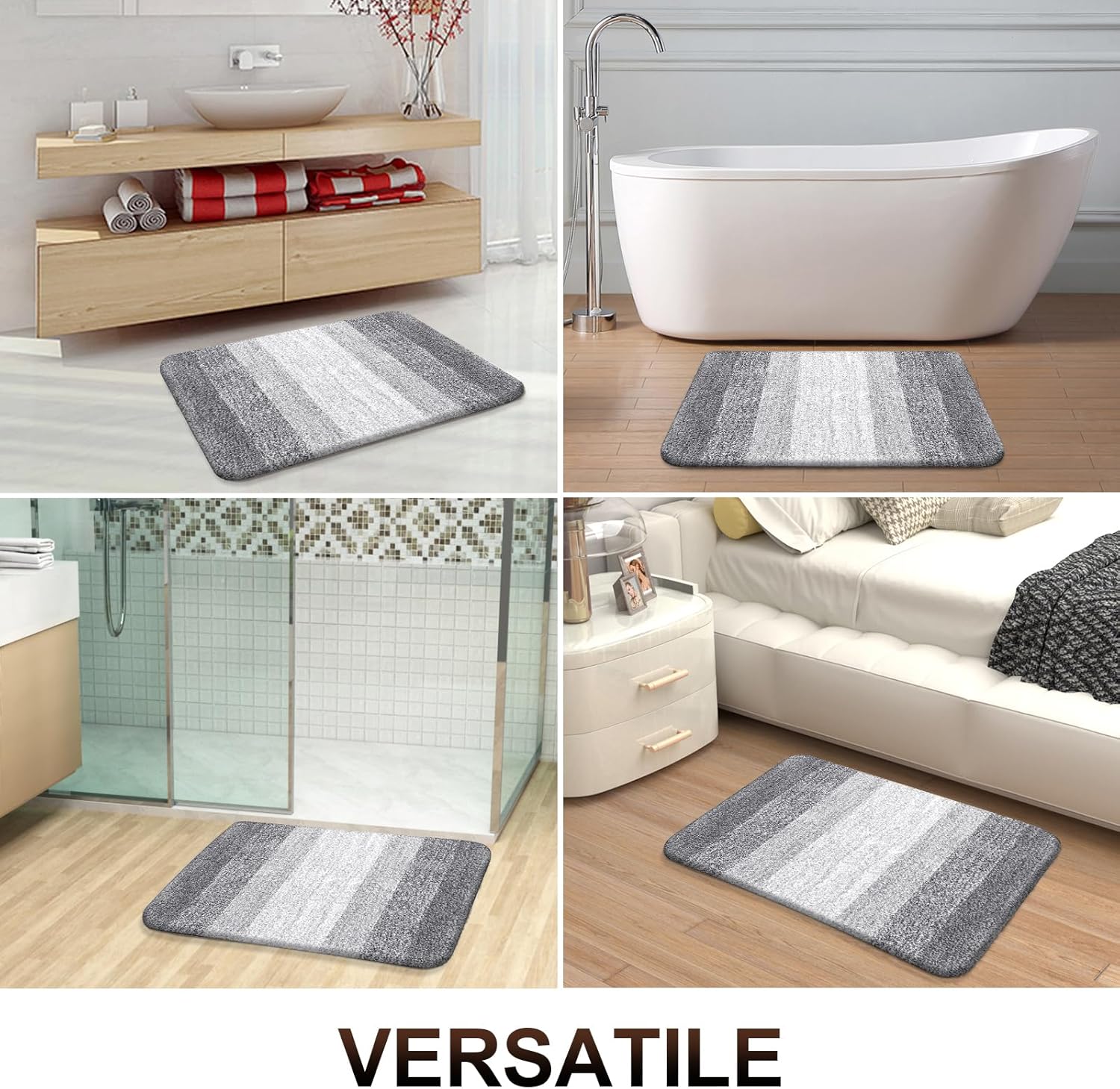 OLANLY 30x20 Light Grey Bath Rug Mat