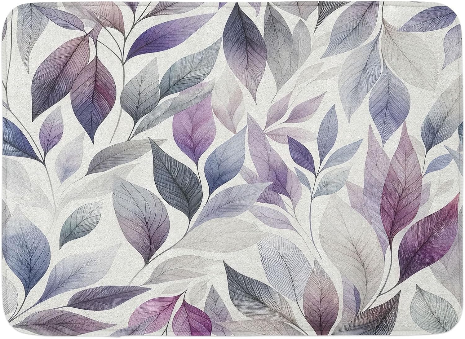 Ambesonne Lavender Bath Mat with Dancing Leaves Design
