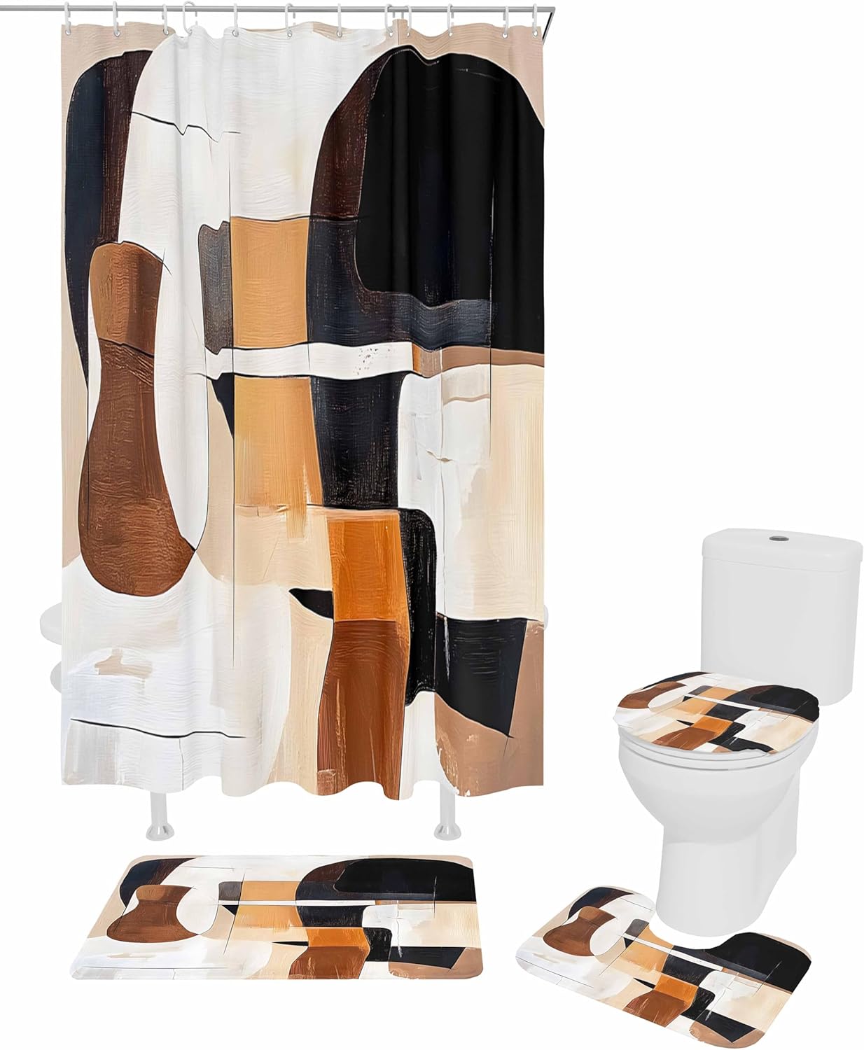 ZOE GARDEN Boho Black Brown Bath Set
