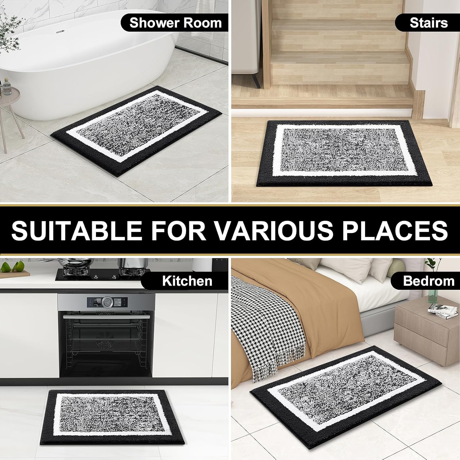 OLANLY Bath Rugs 24x16 Non-Slip Microfiber Mat
