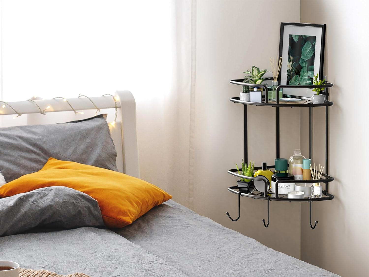 Simple Houseware 2-Tier Shower Caddy with Adhesive Mount and Bronze Finish