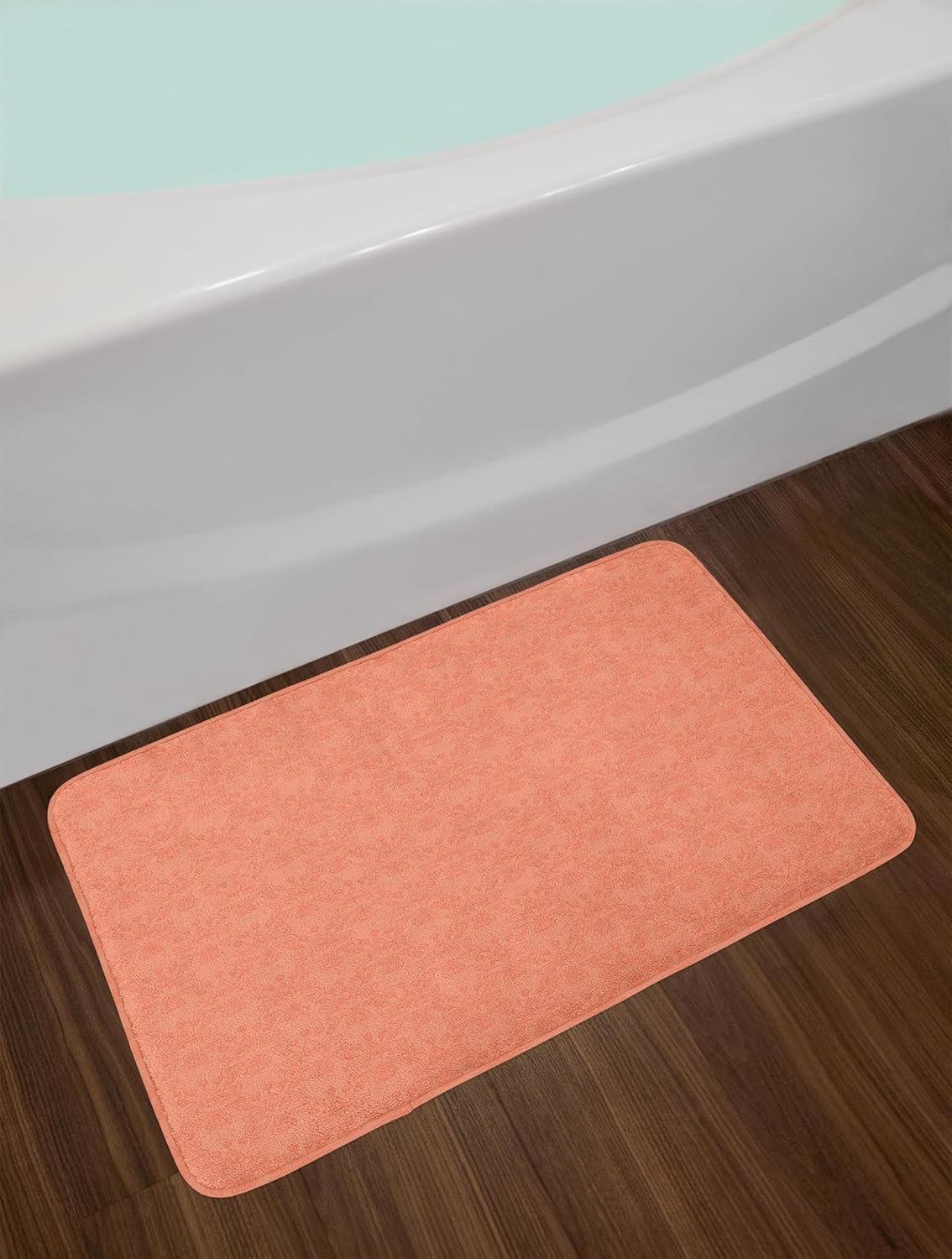 Ambesonne Peach Bath Mat with Non Slip Backing
