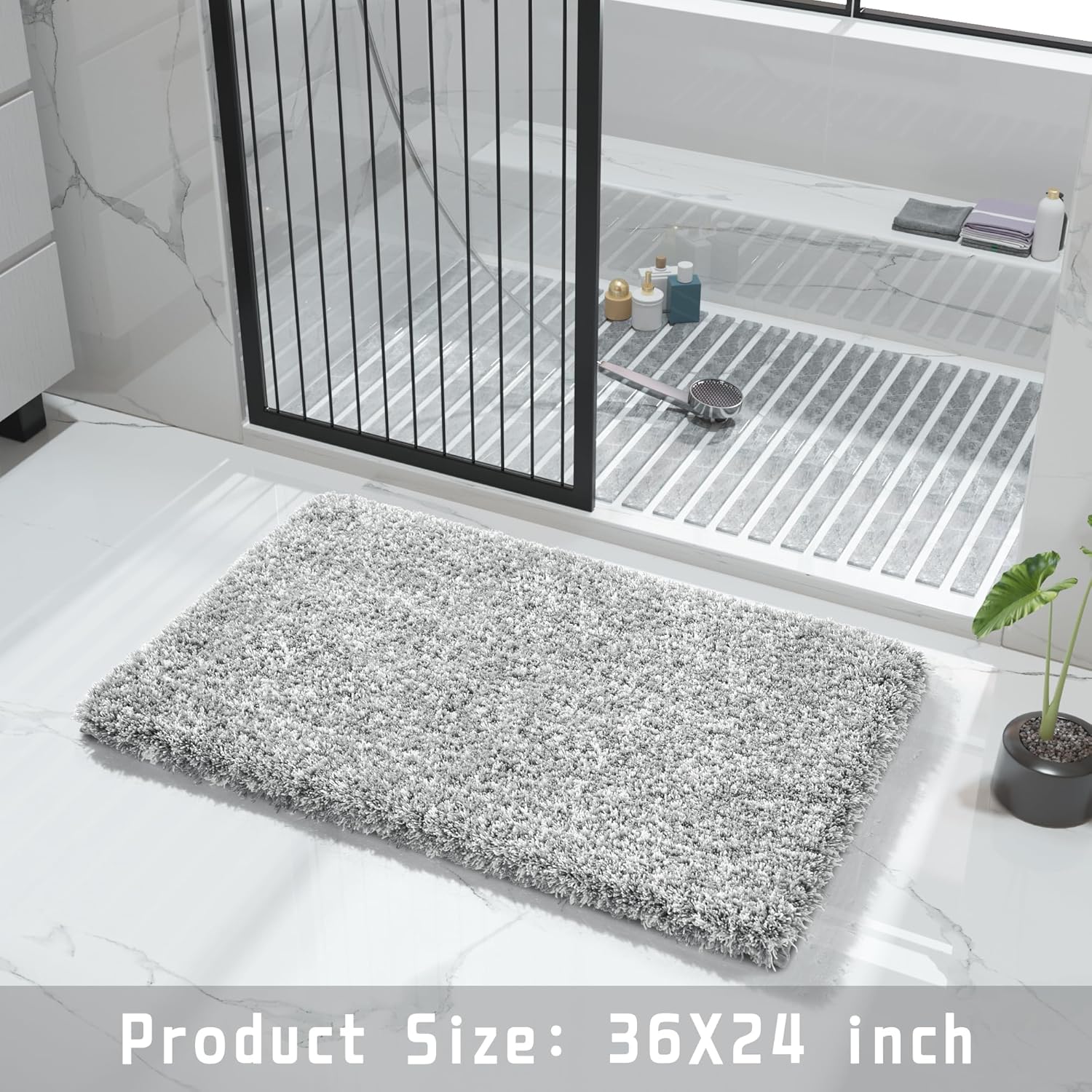 Yimobra Non Slip Bathroom Rug 36x24 Ultra Soft Microfiber Bath Mat