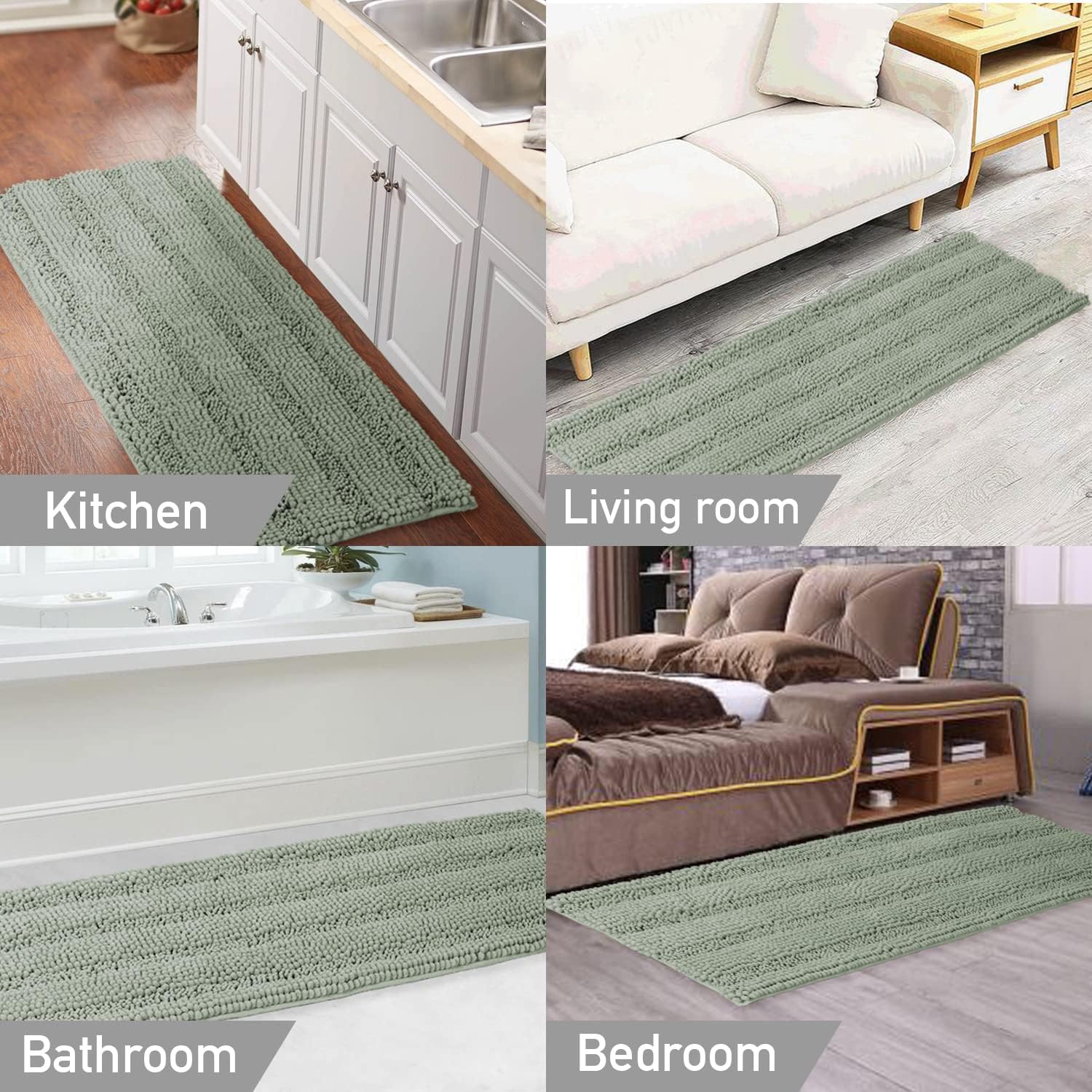 Turquoize Sage Green Bathroom Rug Runner