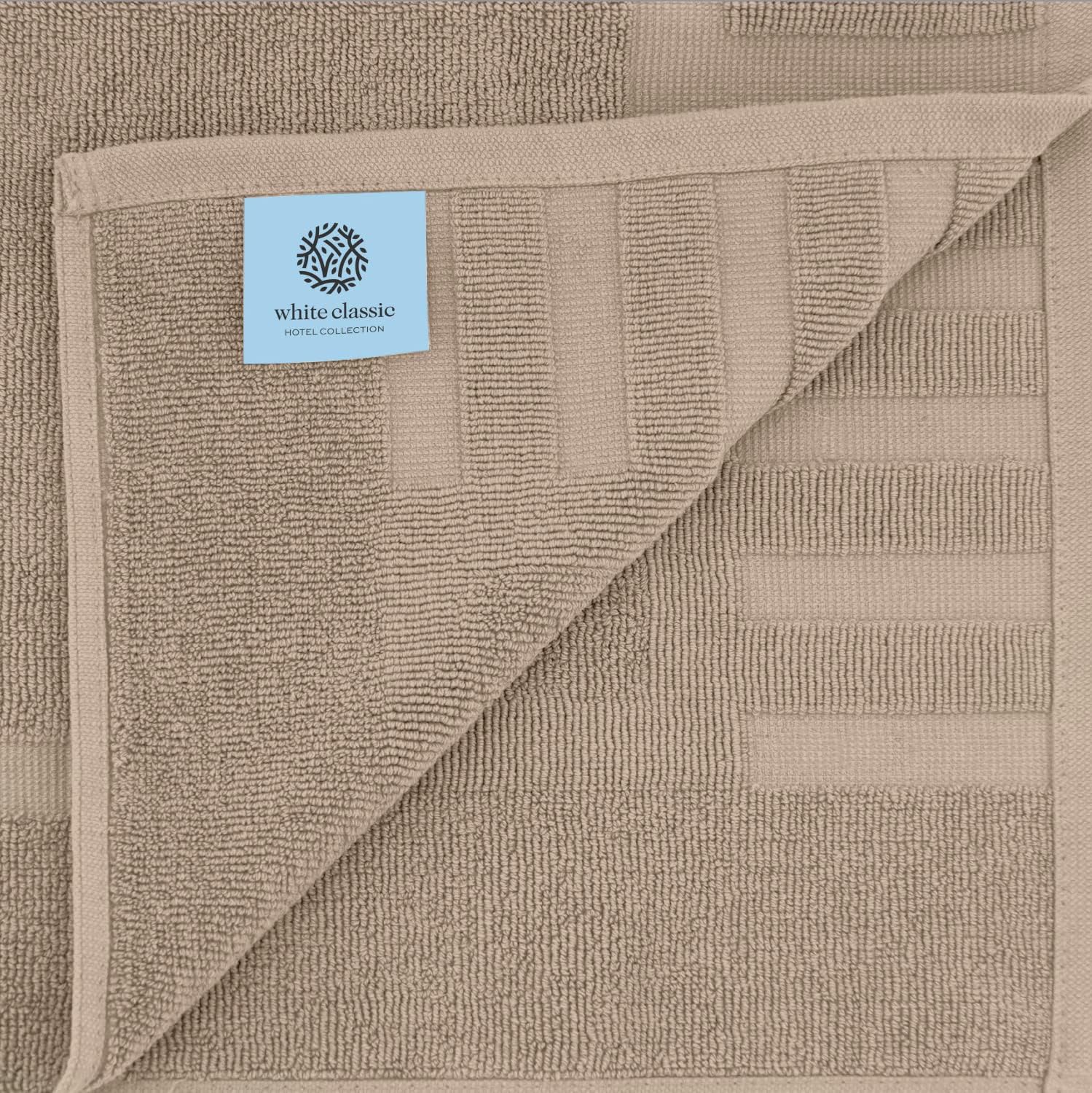White Classic Luxury Bath Mat Set - 22x34 Inch Taupe 2 Pack
