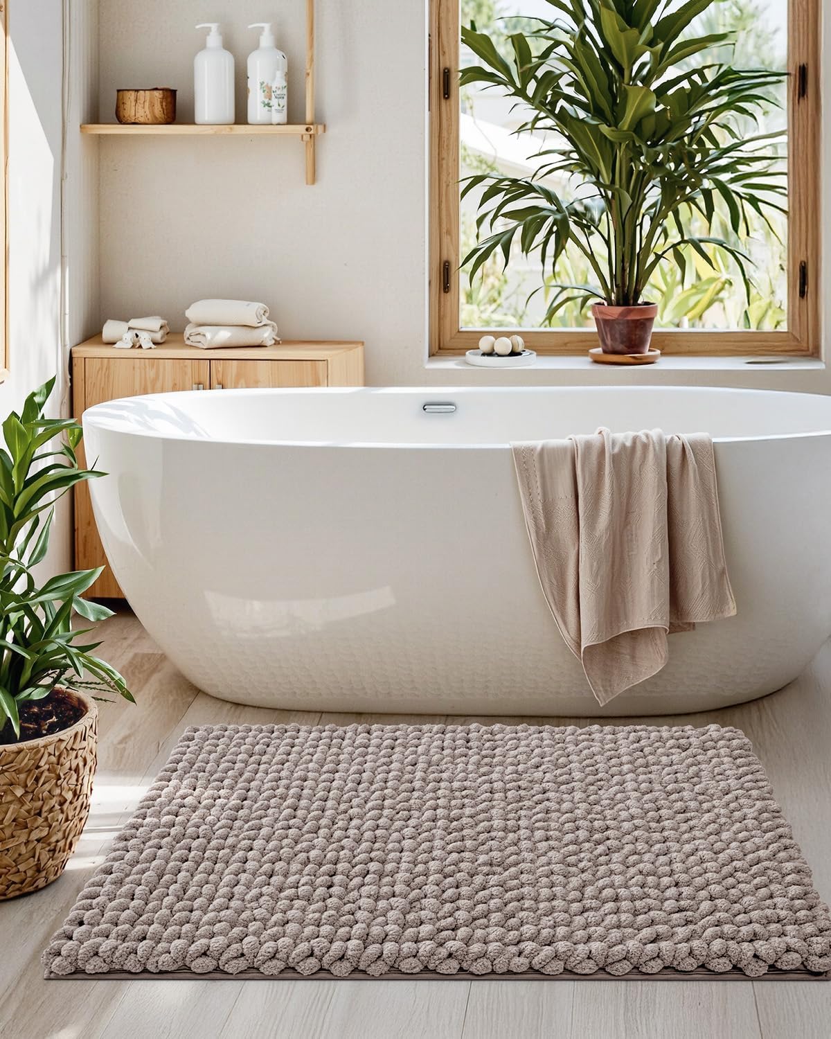 LUMI Luxury Bathroom Rug 17x30 Inch Non-Slip Quick Dry Chenille Mat