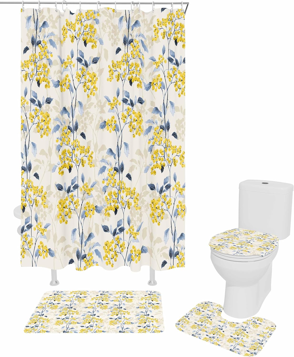 ZOE GARDEN Fruit Yellow Bathroom Set with Rug and Accessories