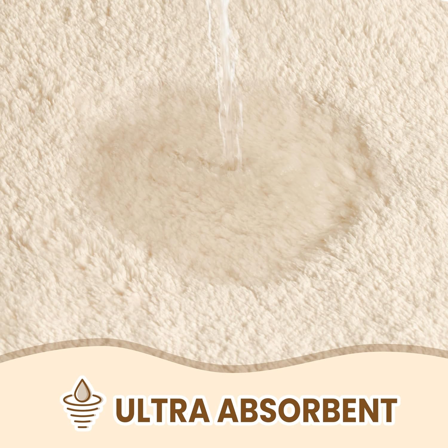 TECHMILLY Fluffy Bath Rug Mat 24x17 Cream