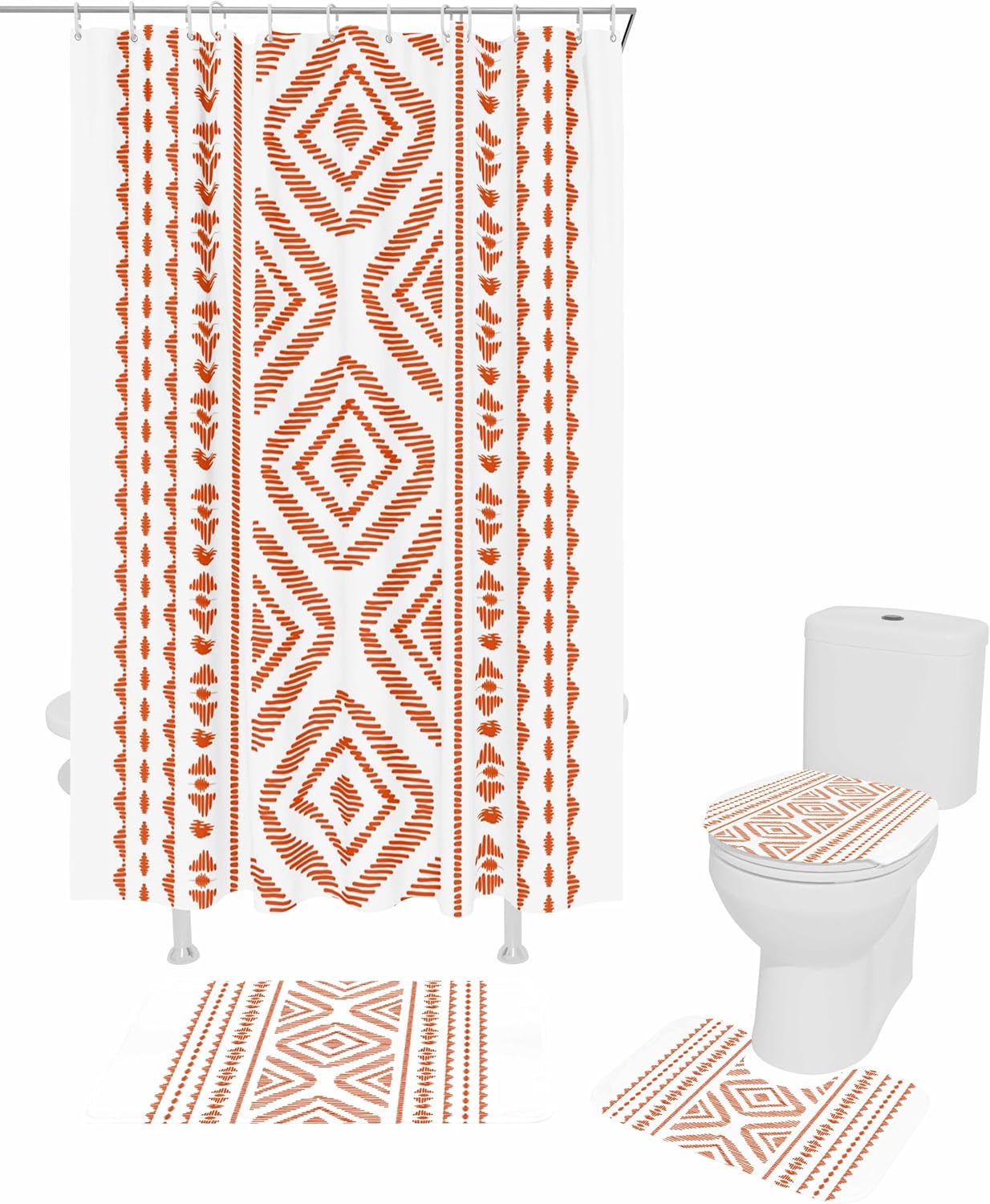 ZOE GARDEN Geometric Orange Bathroom Set