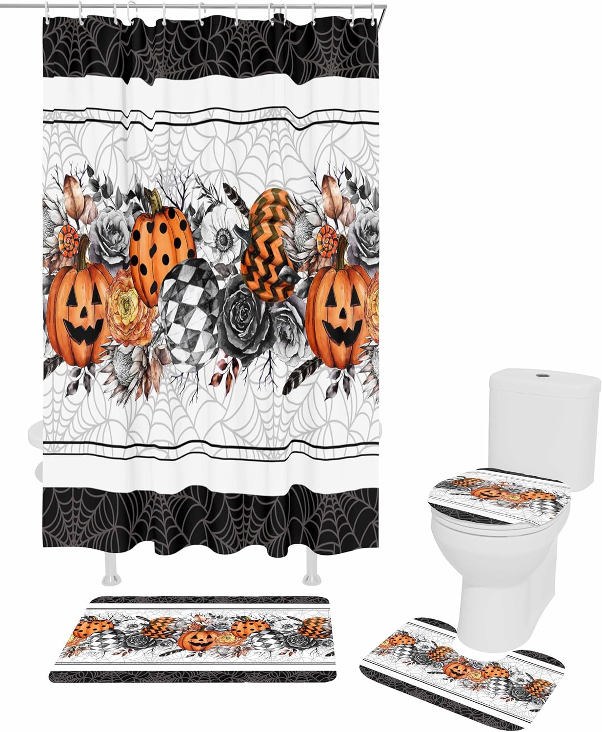 ZOE GARDEN Halloween Bath Set with Rug and Hooks