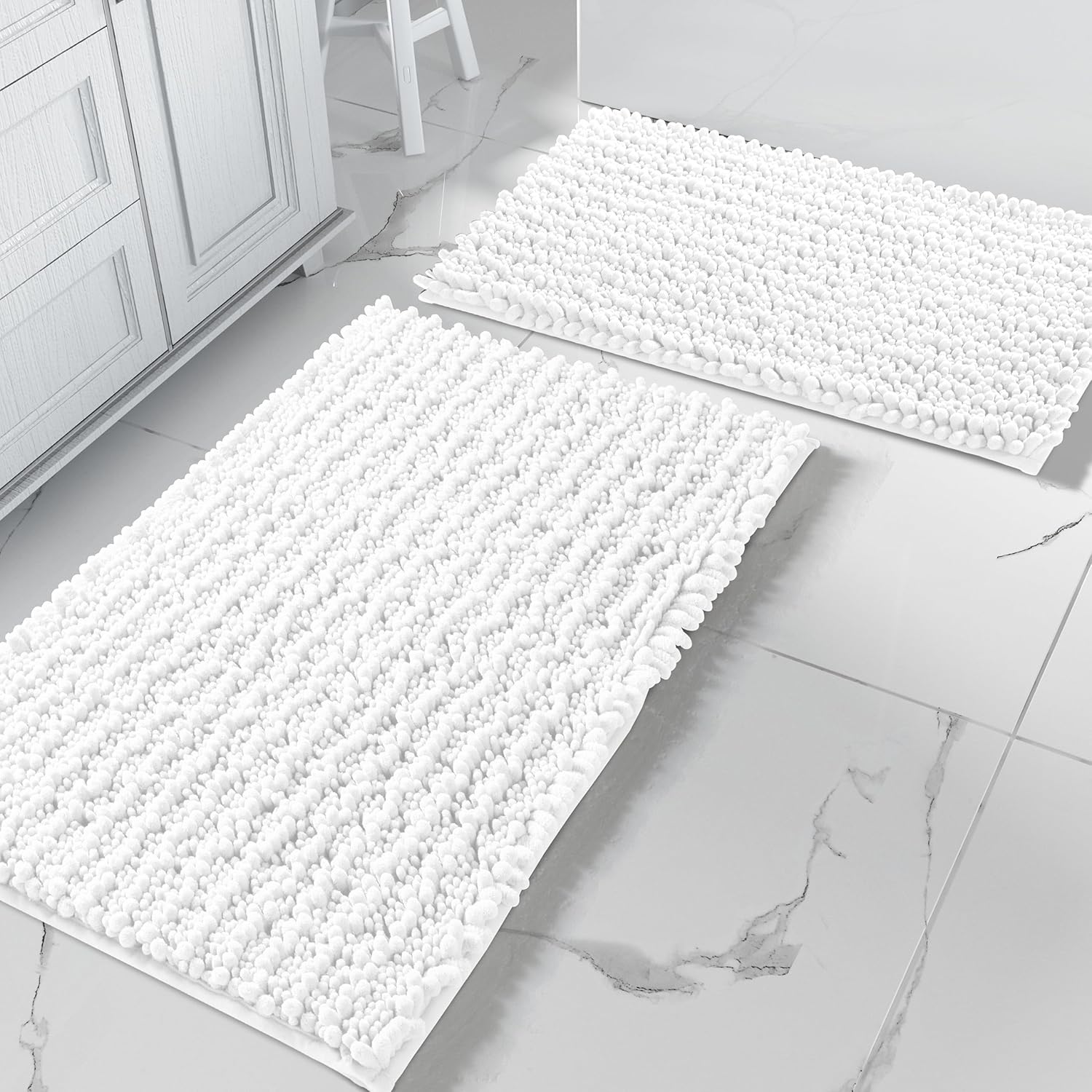 Yimobra White Bath Rugs Set Soft Thick Non-Slip