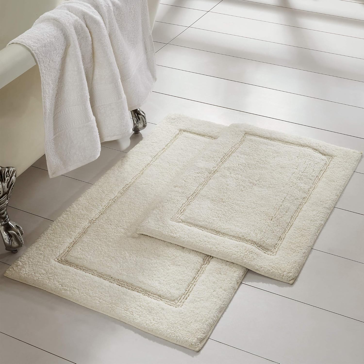 Amrapur Overseas 2-Pack Solid Loop Bath Mat Set Ivory