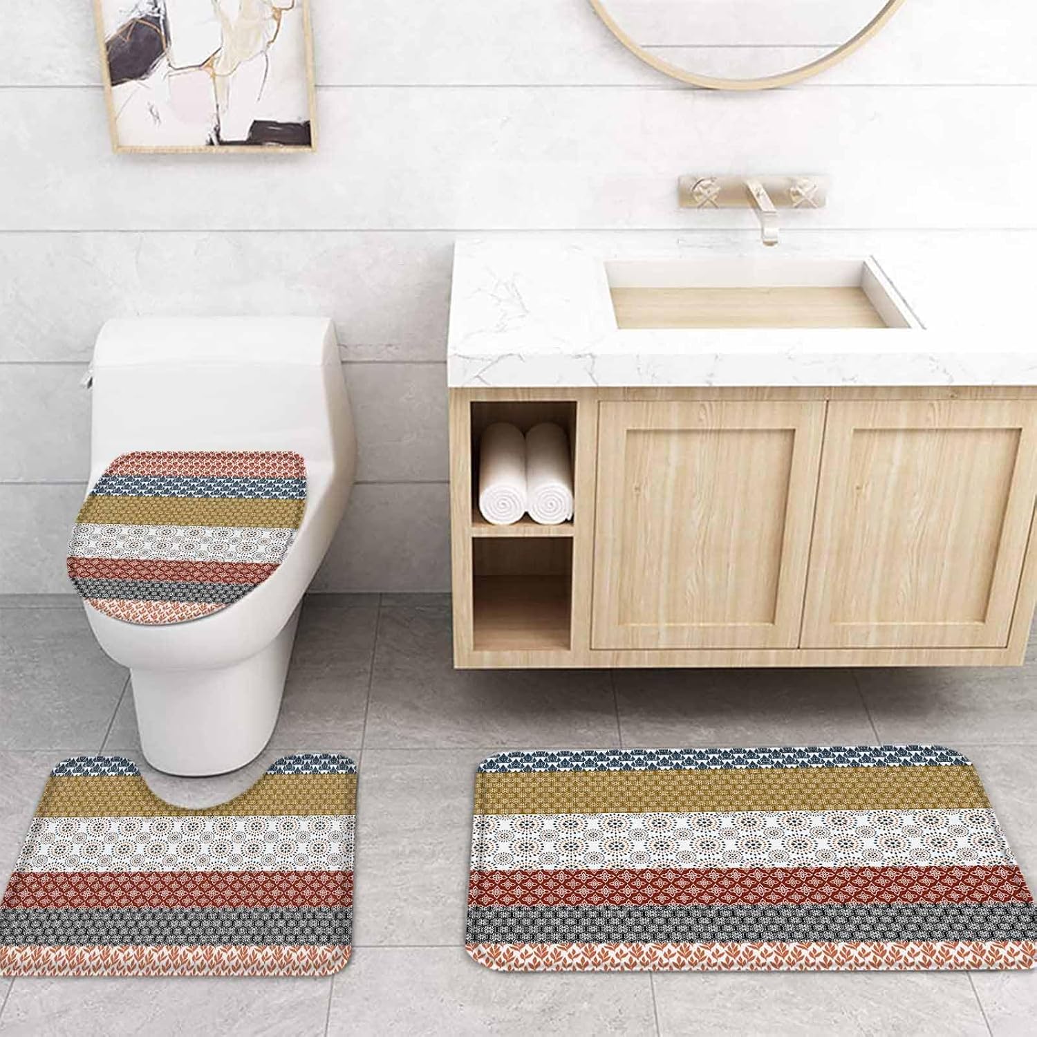 ZOE GARDEN Boho Geometric Bathroom Set