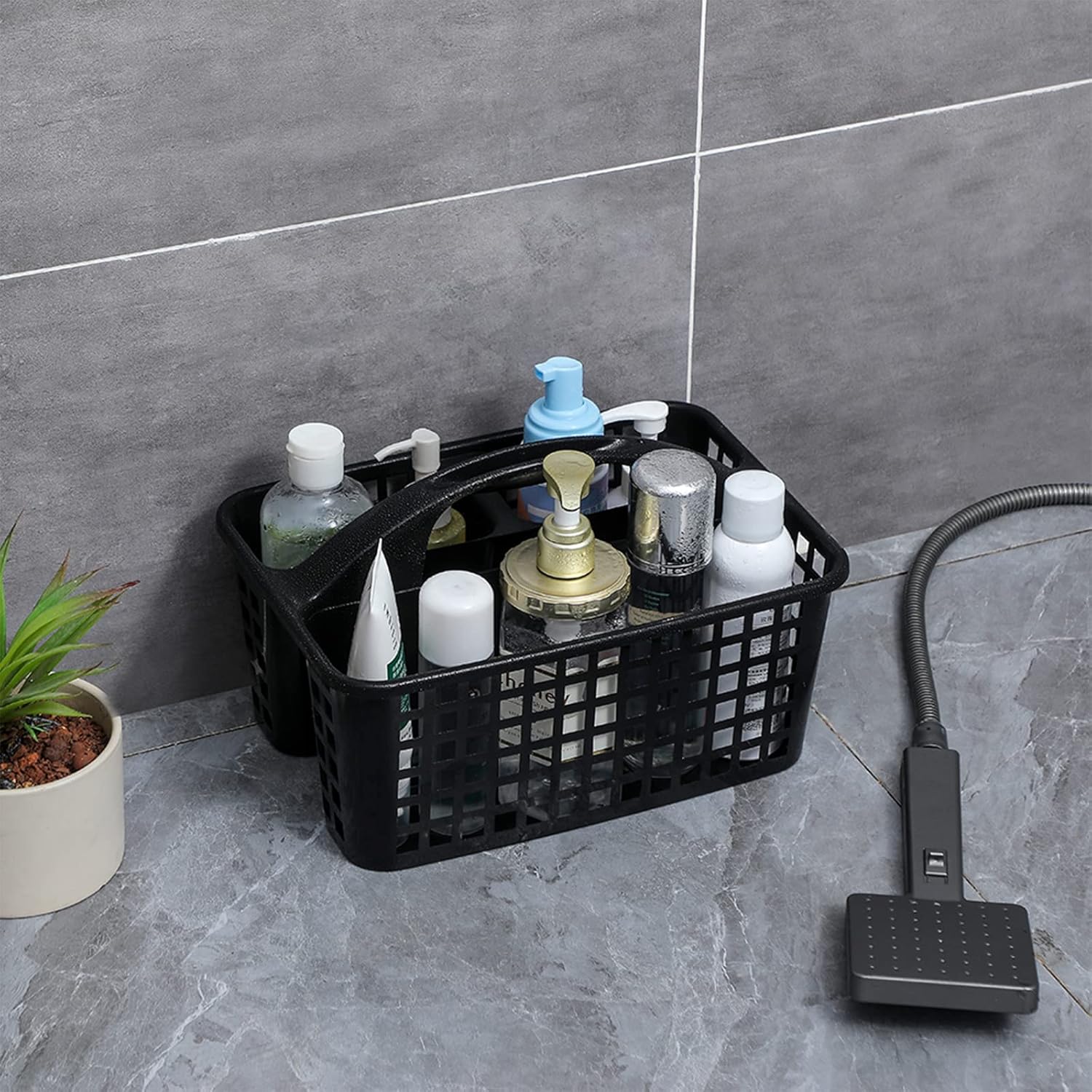 JiatuA Black Portable Shower Caddy Basket with Handle