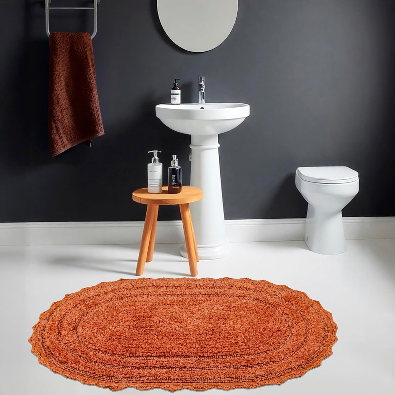 Royal Blaze Reversible Cotton Bath Mat Runner 24x36 Rust