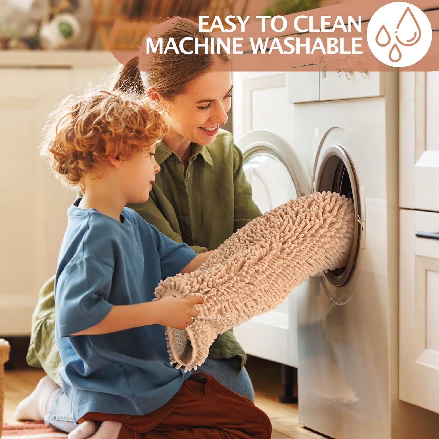 NUOVARUGS 20x32 Chenille Bath Rug Non-Slip and Quick Dry