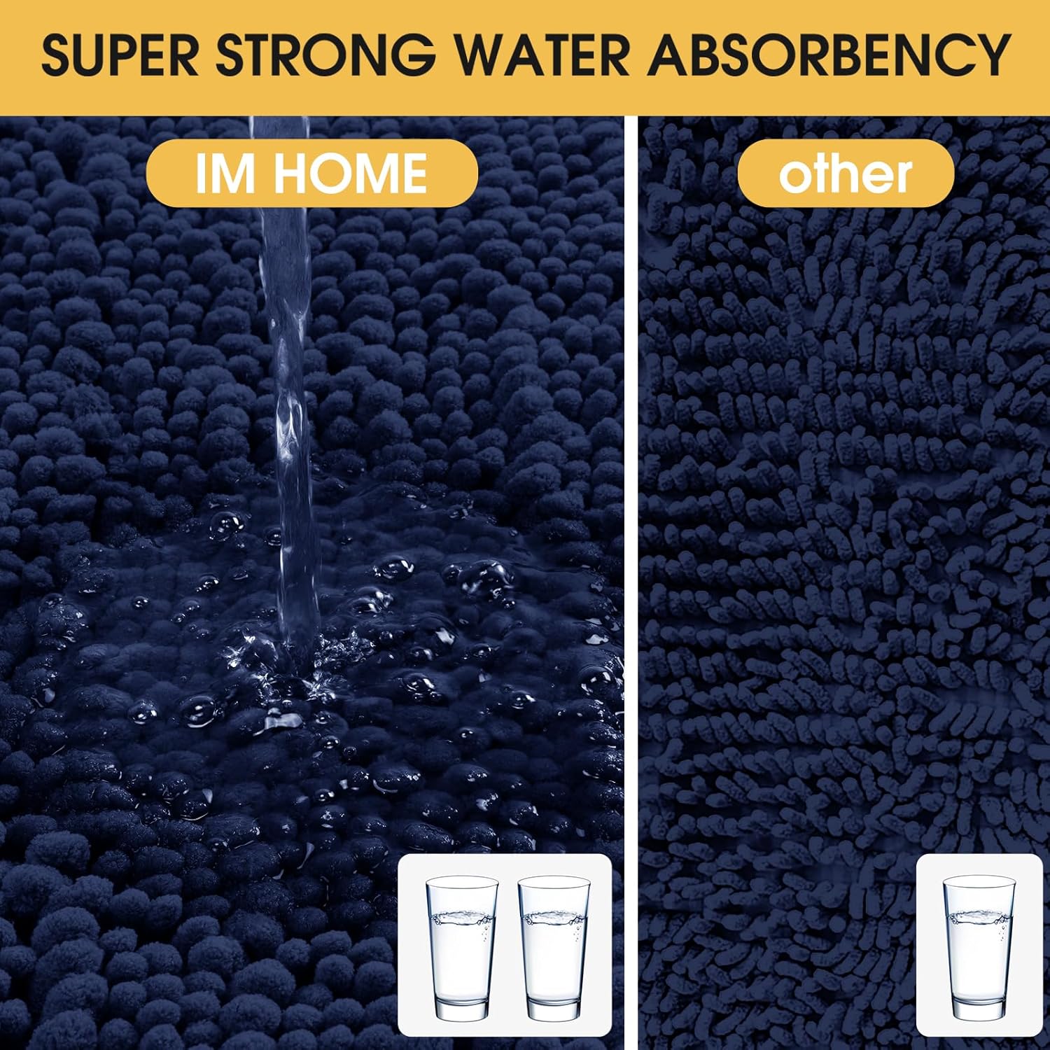 ACCUMTEK 3 Piece Navy Blue Bath Rug Set
