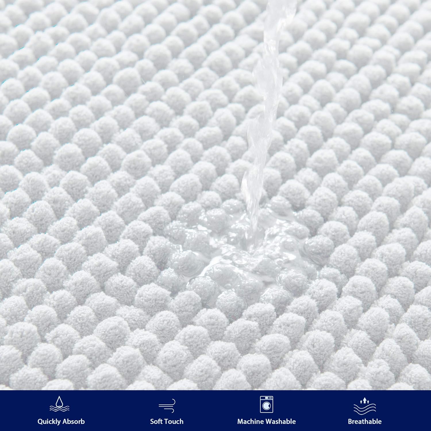 SUBRTEX Soft Chenille Bath Rug - 16 x 24 White